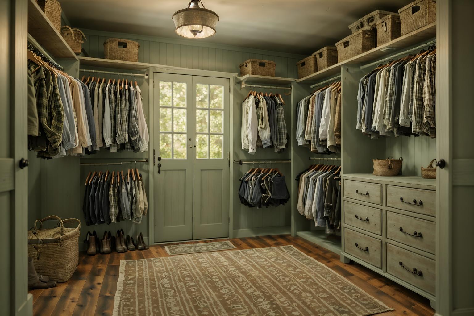 cottagecore-style (walk in closet interior) . with cottage style and country style and muted colors and natural and rustic and organic and earthy and floral patterns. . cinematic photo, highly detailed, cinematic lighting, ultra-detailed, ultrarealistic, photorealism, 8k. cottagecore interior design style. masterpiece, cinematic light, ultrarealistic+, photorealistic+, 8k, raw photo, realistic, sharp focus on eyes, (symmetrical eyes), (intact eyes), hyperrealistic, highest quality, best quality, , highly detailed, masterpiece, best quality, extremely detailed 8k wallpaper, masterpiece, best quality, ultra-detailed, best shadow, detailed background, detailed face, detailed eyes, high contrast, best illumination, detailed face, dulux, caustic, dynamic angle, detailed glow. dramatic lighting. highly detailed, insanely detailed hair, symmetrical, intricate details, professionally retouched, 8k high definition. strong bokeh. award winning photo.