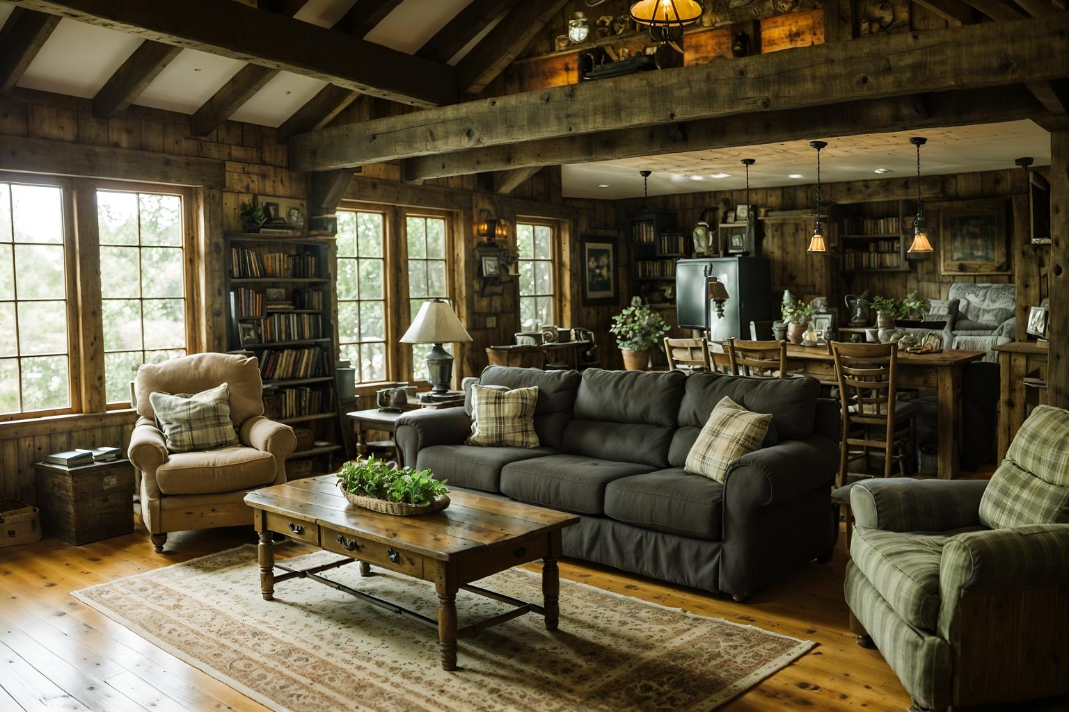 cottagecore-style (living room interior) with televisions and coffee tables and occasional tables and chairs and electric lamps and plant and bookshelves and furniture. . with cottage style and traditional and natural and rustic and earthy and muted colors and country style and organic. . cinematic photo, highly detailed, cinematic lighting, ultra-detailed, ultrarealistic, photorealism, 8k. cottagecore interior design style. masterpiece, cinematic light, ultrarealistic+, photorealistic+, 8k, raw photo, realistic, sharp focus on eyes, (symmetrical eyes), (intact eyes), hyperrealistic, highest quality, best quality, , highly detailed, masterpiece, best quality, extremely detailed 8k wallpaper, masterpiece, best quality, ultra-detailed, best shadow, detailed background, detailed face, detailed eyes, high contrast, best illumination, detailed face, dulux, caustic, dynamic angle, detailed glow. dramatic lighting. highly detailed, insanely detailed hair, symmetrical, intricate details, professionally retouched, 8k high definition. strong bokeh. award winning photo.