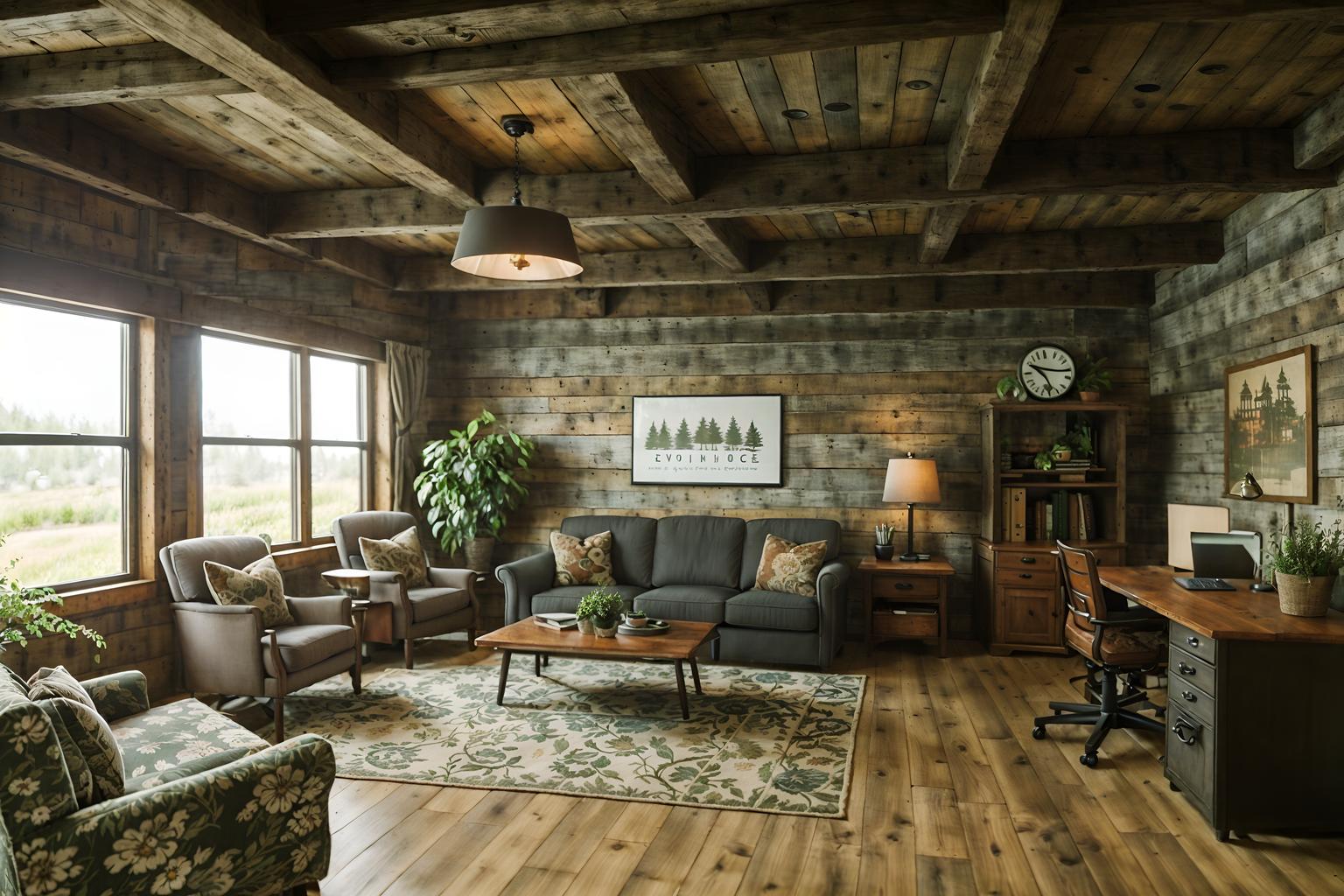 cottagecore-style (coworking space interior) with office desks and office chairs and seating area with sofa and lounge chairs and office desks. . with organic and earthy and floral patterns and cottage style and traditional and muted colors and country style and rustic. . cinematic photo, highly detailed, cinematic lighting, ultra-detailed, ultrarealistic, photorealism, 8k. cottagecore interior design style. masterpiece, cinematic light, ultrarealistic+, photorealistic+, 8k, raw photo, realistic, sharp focus on eyes, (symmetrical eyes), (intact eyes), hyperrealistic, highest quality, best quality, , highly detailed, masterpiece, best quality, extremely detailed 8k wallpaper, masterpiece, best quality, ultra-detailed, best shadow, detailed background, detailed face, detailed eyes, high contrast, best illumination, detailed face, dulux, caustic, dynamic angle, detailed glow. dramatic lighting. highly detailed, insanely detailed hair, symmetrical, intricate details, professionally retouched, 8k high definition. strong bokeh. award winning photo.