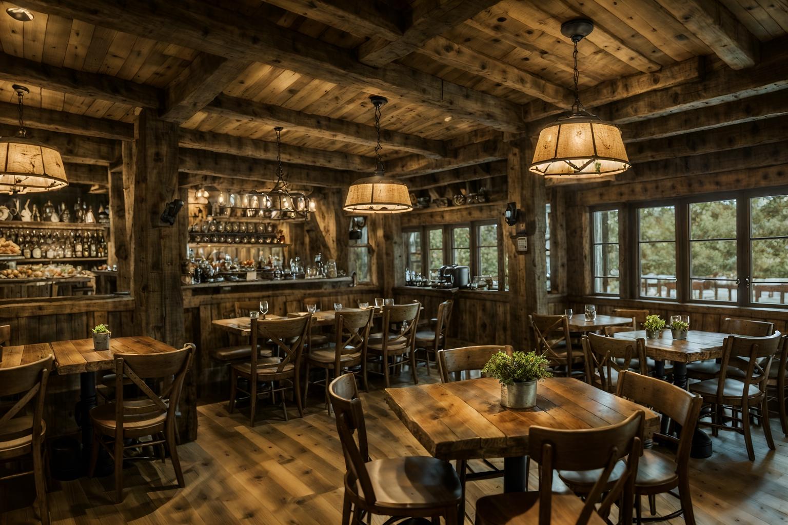 cottagecore-style (restaurant interior) with restaurant chairs and restaurant decor and restaurant bar and restaurant dining tables and restaurant chairs. . with rustic and earthy and traditional and cottage style and country style and organic and muted colors and natural. . cinematic photo, highly detailed, cinematic lighting, ultra-detailed, ultrarealistic, photorealism, 8k. cottagecore interior design style. masterpiece, cinematic light, ultrarealistic+, photorealistic+, 8k, raw photo, realistic, sharp focus on eyes, (symmetrical eyes), (intact eyes), hyperrealistic, highest quality, best quality, , highly detailed, masterpiece, best quality, extremely detailed 8k wallpaper, masterpiece, best quality, ultra-detailed, best shadow, detailed background, detailed face, detailed eyes, high contrast, best illumination, detailed face, dulux, caustic, dynamic angle, detailed glow. dramatic lighting. highly detailed, insanely detailed hair, symmetrical, intricate details, professionally retouched, 8k high definition. strong bokeh. award winning photo.