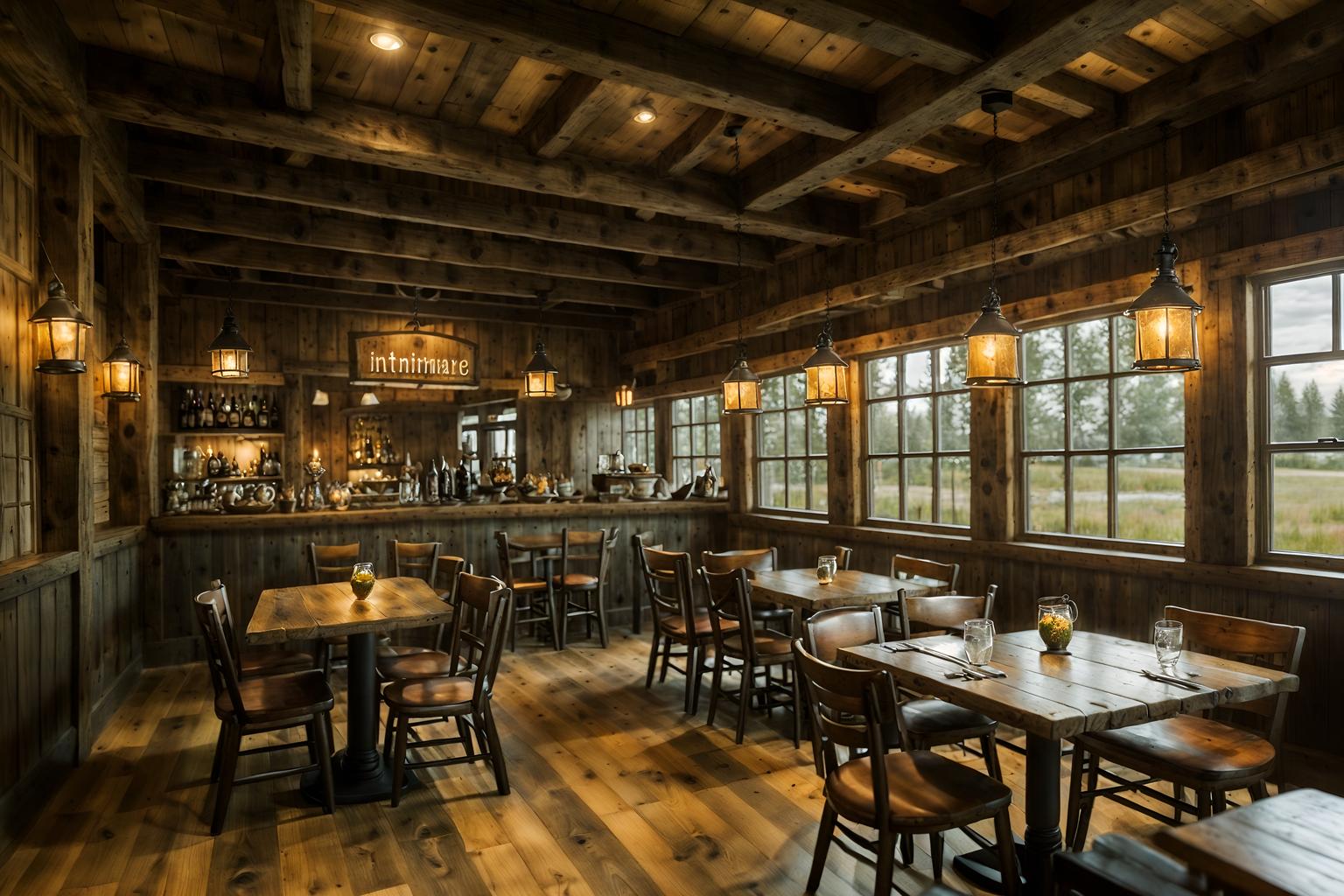 cottagecore-style (restaurant interior) with restaurant chairs and restaurant decor and restaurant bar and restaurant dining tables and restaurant chairs. . with rustic and earthy and traditional and cottage style and country style and organic and muted colors and natural. . cinematic photo, highly detailed, cinematic lighting, ultra-detailed, ultrarealistic, photorealism, 8k. cottagecore interior design style. masterpiece, cinematic light, ultrarealistic+, photorealistic+, 8k, raw photo, realistic, sharp focus on eyes, (symmetrical eyes), (intact eyes), hyperrealistic, highest quality, best quality, , highly detailed, masterpiece, best quality, extremely detailed 8k wallpaper, masterpiece, best quality, ultra-detailed, best shadow, detailed background, detailed face, detailed eyes, high contrast, best illumination, detailed face, dulux, caustic, dynamic angle, detailed glow. dramatic lighting. highly detailed, insanely detailed hair, symmetrical, intricate details, professionally retouched, 8k high definition. strong bokeh. award winning photo.