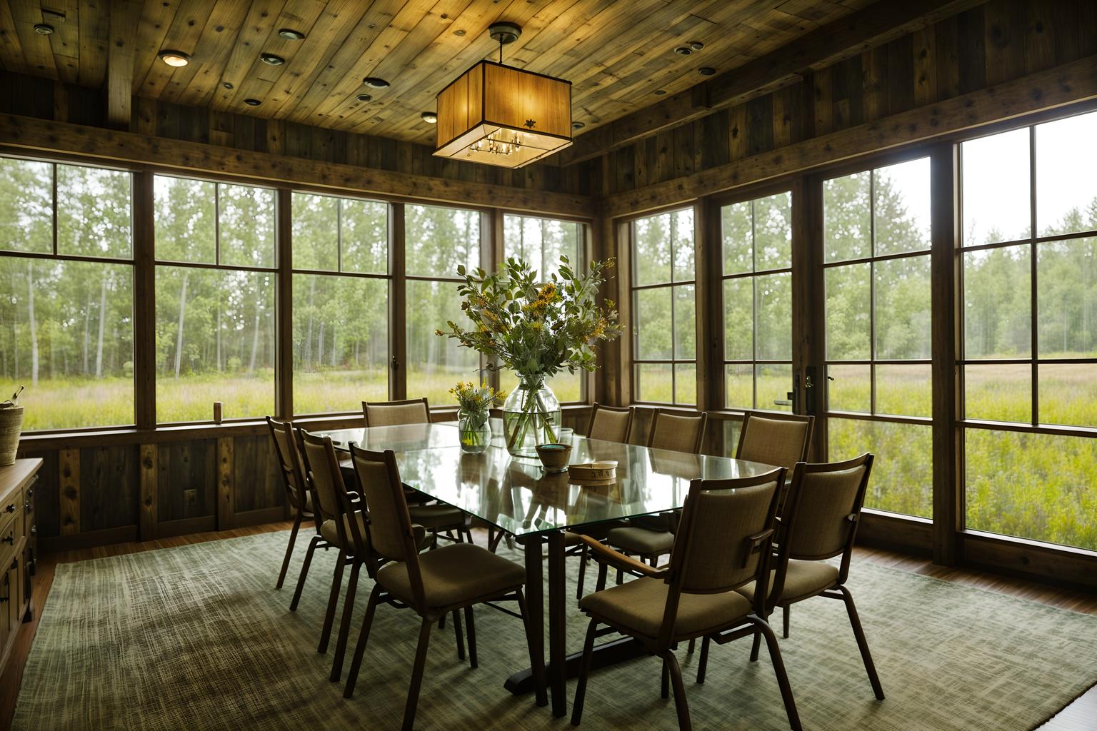 cottagecore-style (meeting room interior) with glass walls and boardroom table and cabinets and vase and glass doors and plant and office chairs and painting or photo on wall. . with earthy and floral patterns and traditional and muted colors and natural and cottage style and country style and rustic. . cinematic photo, highly detailed, cinematic lighting, ultra-detailed, ultrarealistic, photorealism, 8k. cottagecore interior design style. masterpiece, cinematic light, ultrarealistic+, photorealistic+, 8k, raw photo, realistic, sharp focus on eyes, (symmetrical eyes), (intact eyes), hyperrealistic, highest quality, best quality, , highly detailed, masterpiece, best quality, extremely detailed 8k wallpaper, masterpiece, best quality, ultra-detailed, best shadow, detailed background, detailed face, detailed eyes, high contrast, best illumination, detailed face, dulux, caustic, dynamic angle, detailed glow. dramatic lighting. highly detailed, insanely detailed hair, symmetrical, intricate details, professionally retouched, 8k high definition. strong bokeh. award winning photo.