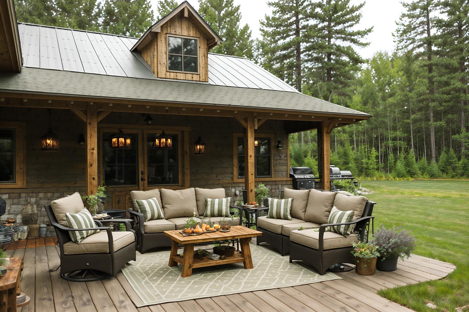 cottagecore-style designed (outdoor patio ) with patio couch with pillows and deck with deck chairs and grass and plant and barbeque or grill and patio couch with pillows. . with cottage style and country style and rustic and earthy and traditional and muted colors and natural and organic. . cinematic photo, highly detailed, cinematic lighting, ultra-detailed, ultrarealistic, photorealism, 8k. cottagecore design style. masterpiece, cinematic light, ultrarealistic+, photorealistic+, 8k, raw photo, realistic, sharp focus on eyes, (symmetrical eyes), (intact eyes), hyperrealistic, highest quality, best quality, , highly detailed, masterpiece, best quality, extremely detailed 8k wallpaper, masterpiece, best quality, ultra-detailed, best shadow, detailed background, detailed face, detailed eyes, high contrast, best illumination, detailed face, dulux, caustic, dynamic angle, detailed glow. dramatic lighting. highly detailed, insanely detailed hair, symmetrical, intricate details, professionally retouched, 8k high definition. strong bokeh. award winning photo.