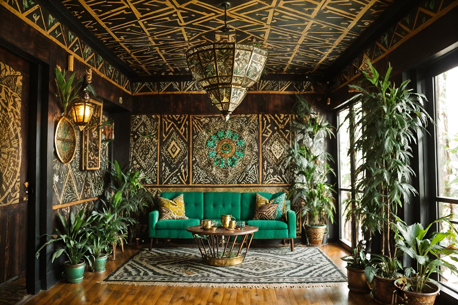 bohemian-style (coffee shop interior) . with metals and playful patterns and bold patterns and carefree layers of pattern, texture, and color and mixed patterns and woods and travel trinkets and lush green nature. . cinematic photo, highly detailed, cinematic lighting, ultra-detailed, ultrarealistic, photorealism, 8k. bohemian interior design style. masterpiece, cinematic light, ultrarealistic+, photorealistic+, 8k, raw photo, realistic, sharp focus on eyes, (symmetrical eyes), (intact eyes), hyperrealistic, highest quality, best quality, , highly detailed, masterpiece, best quality, extremely detailed 8k wallpaper, masterpiece, best quality, ultra-detailed, best shadow, detailed background, detailed face, detailed eyes, high contrast, best illumination, detailed face, dulux, caustic, dynamic angle, detailed glow. dramatic lighting. highly detailed, insanely detailed hair, symmetrical, intricate details, professionally retouched, 8k high definition. strong bokeh. award winning photo.