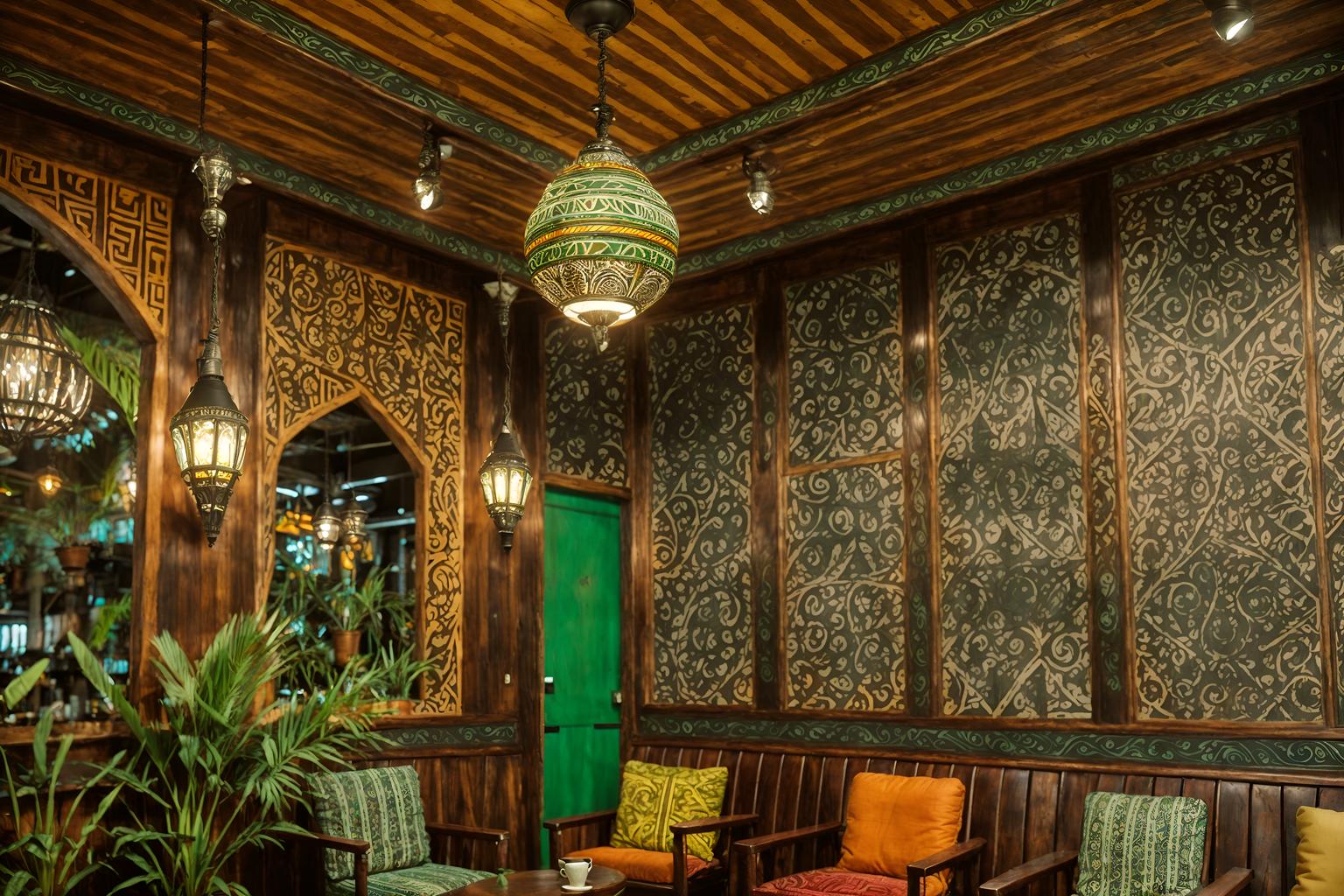 bohemian-style (coffee shop interior) . with metals and playful patterns and bold patterns and carefree layers of pattern, texture, and color and mixed patterns and woods and travel trinkets and lush green nature. . cinematic photo, highly detailed, cinematic lighting, ultra-detailed, ultrarealistic, photorealism, 8k. bohemian interior design style. masterpiece, cinematic light, ultrarealistic+, photorealistic+, 8k, raw photo, realistic, sharp focus on eyes, (symmetrical eyes), (intact eyes), hyperrealistic, highest quality, best quality, , highly detailed, masterpiece, best quality, extremely detailed 8k wallpaper, masterpiece, best quality, ultra-detailed, best shadow, detailed background, detailed face, detailed eyes, high contrast, best illumination, detailed face, dulux, caustic, dynamic angle, detailed glow. dramatic lighting. highly detailed, insanely detailed hair, symmetrical, intricate details, professionally retouched, 8k high definition. strong bokeh. award winning photo.