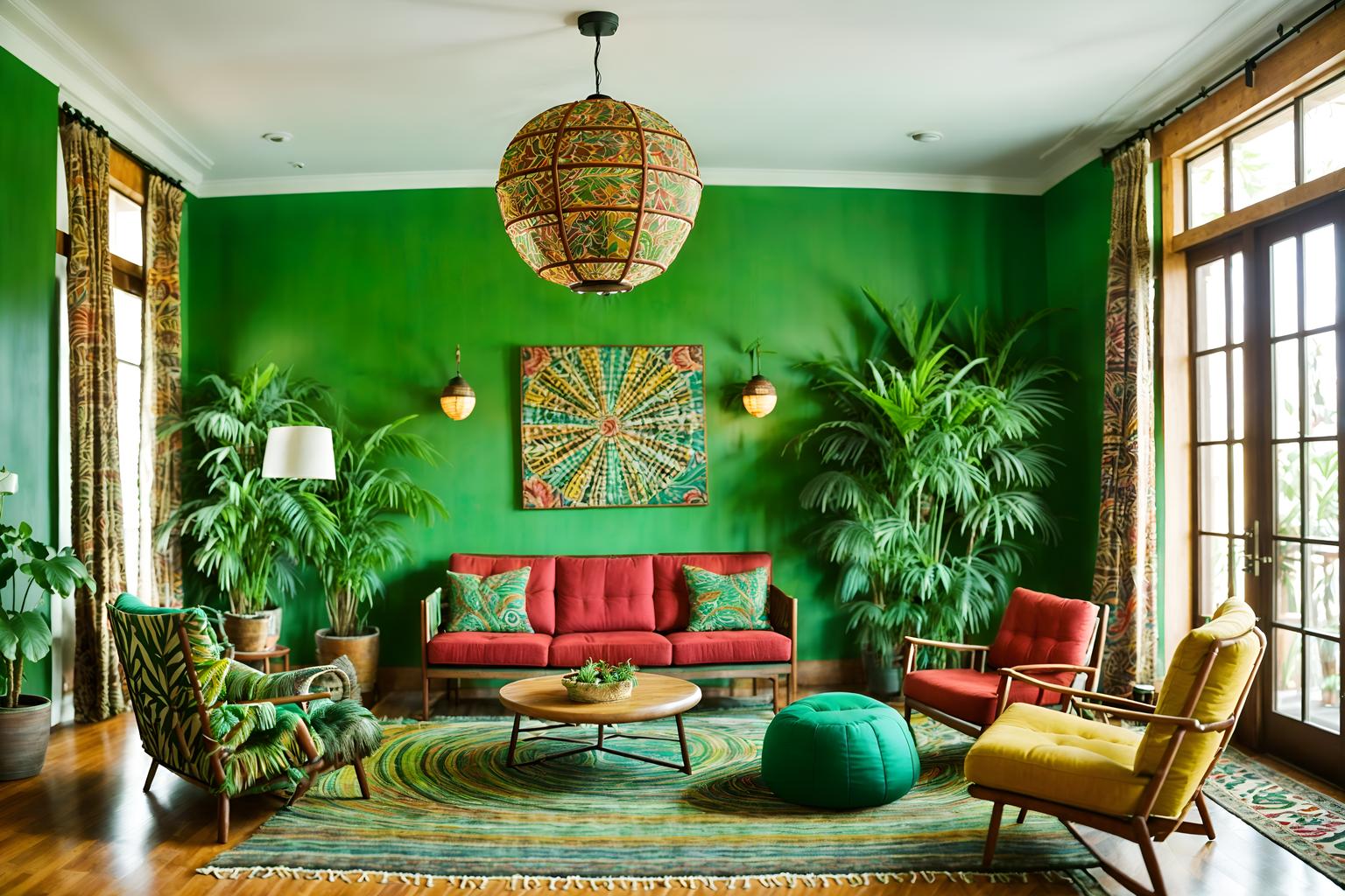 bohemian-style (hotel lobby interior) with lounge chairs and coffee tables and check in desk and hanging lamps and plant and sofas and rug and furniture. . with lush green nature and bold colors and carefree layers of pattern, texture, and color and animal hides and playful colors and playful patterns and a lack of structure and natural materials. . cinematic photo, highly detailed, cinematic lighting, ultra-detailed, ultrarealistic, photorealism, 8k. bohemian interior design style. masterpiece, cinematic light, ultrarealistic+, photorealistic+, 8k, raw photo, realistic, sharp focus on eyes, (symmetrical eyes), (intact eyes), hyperrealistic, highest quality, best quality, , highly detailed, masterpiece, best quality, extremely detailed 8k wallpaper, masterpiece, best quality, ultra-detailed, best shadow, detailed background, detailed face, detailed eyes, high contrast, best illumination, detailed face, dulux, caustic, dynamic angle, detailed glow. dramatic lighting. highly detailed, insanely detailed hair, symmetrical, intricate details, professionally retouched, 8k high definition. strong bokeh. award winning photo.