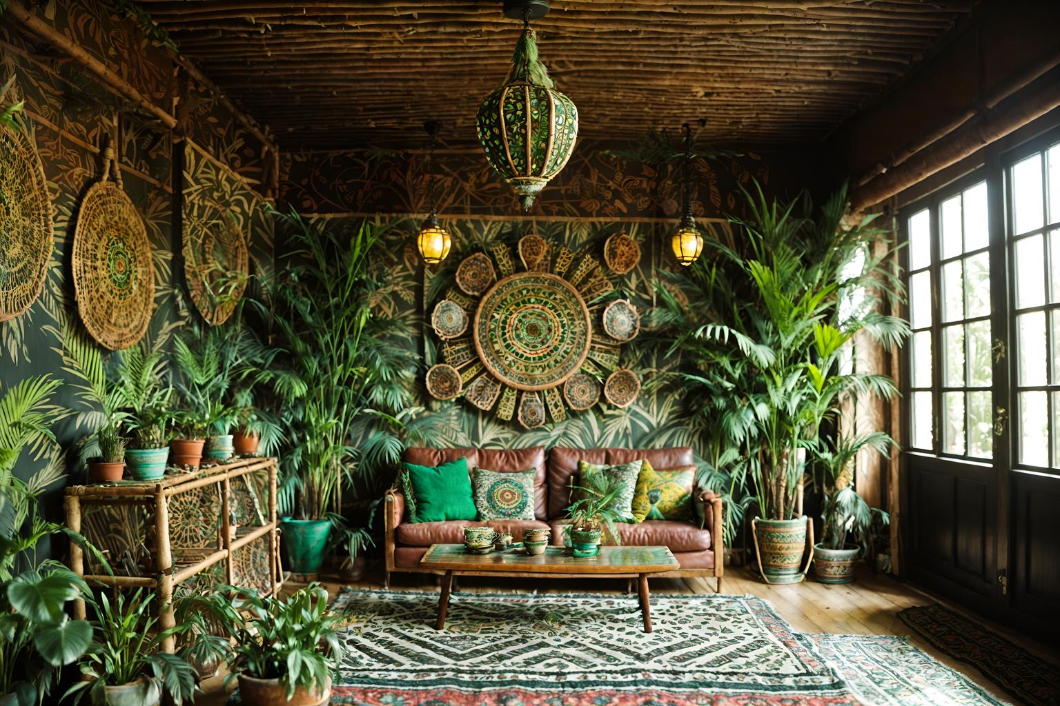 bohemian-style (clothing store interior) . with playful textures and lush green nature and a lack of structure and playful patterns and woods and natural materials and mixed patterns and bold patterns. . cinematic photo, highly detailed, cinematic lighting, ultra-detailed, ultrarealistic, photorealism, 8k. bohemian interior design style. masterpiece, cinematic light, ultrarealistic+, photorealistic+, 8k, raw photo, realistic, sharp focus on eyes, (symmetrical eyes), (intact eyes), hyperrealistic, highest quality, best quality, , highly detailed, masterpiece, best quality, extremely detailed 8k wallpaper, masterpiece, best quality, ultra-detailed, best shadow, detailed background, detailed face, detailed eyes, high contrast, best illumination, detailed face, dulux, caustic, dynamic angle, detailed glow. dramatic lighting. highly detailed, insanely detailed hair, symmetrical, intricate details, professionally retouched, 8k high definition. strong bokeh. award winning photo.