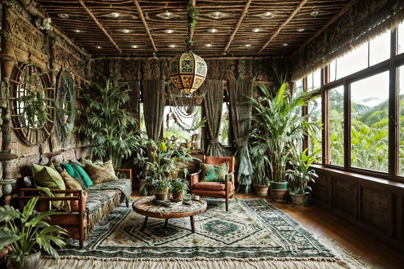 bohemian-style (clothing store interior) . with playful textures and lush green nature and a lack of structure and playful patterns and woods and natural materials and mixed patterns and bold patterns. . cinematic photo, highly detailed, cinematic lighting, ultra-detailed, ultrarealistic, photorealism, 8k. bohemian interior design style. masterpiece, cinematic light, ultrarealistic+, photorealistic+, 8k, raw photo, realistic, sharp focus on eyes, (symmetrical eyes), (intact eyes), hyperrealistic, highest quality, best quality, , highly detailed, masterpiece, best quality, extremely detailed 8k wallpaper, masterpiece, best quality, ultra-detailed, best shadow, detailed background, detailed face, detailed eyes, high contrast, best illumination, detailed face, dulux, caustic, dynamic angle, detailed glow. dramatic lighting. highly detailed, insanely detailed hair, symmetrical, intricate details, professionally retouched, 8k high definition. strong bokeh. award winning photo.