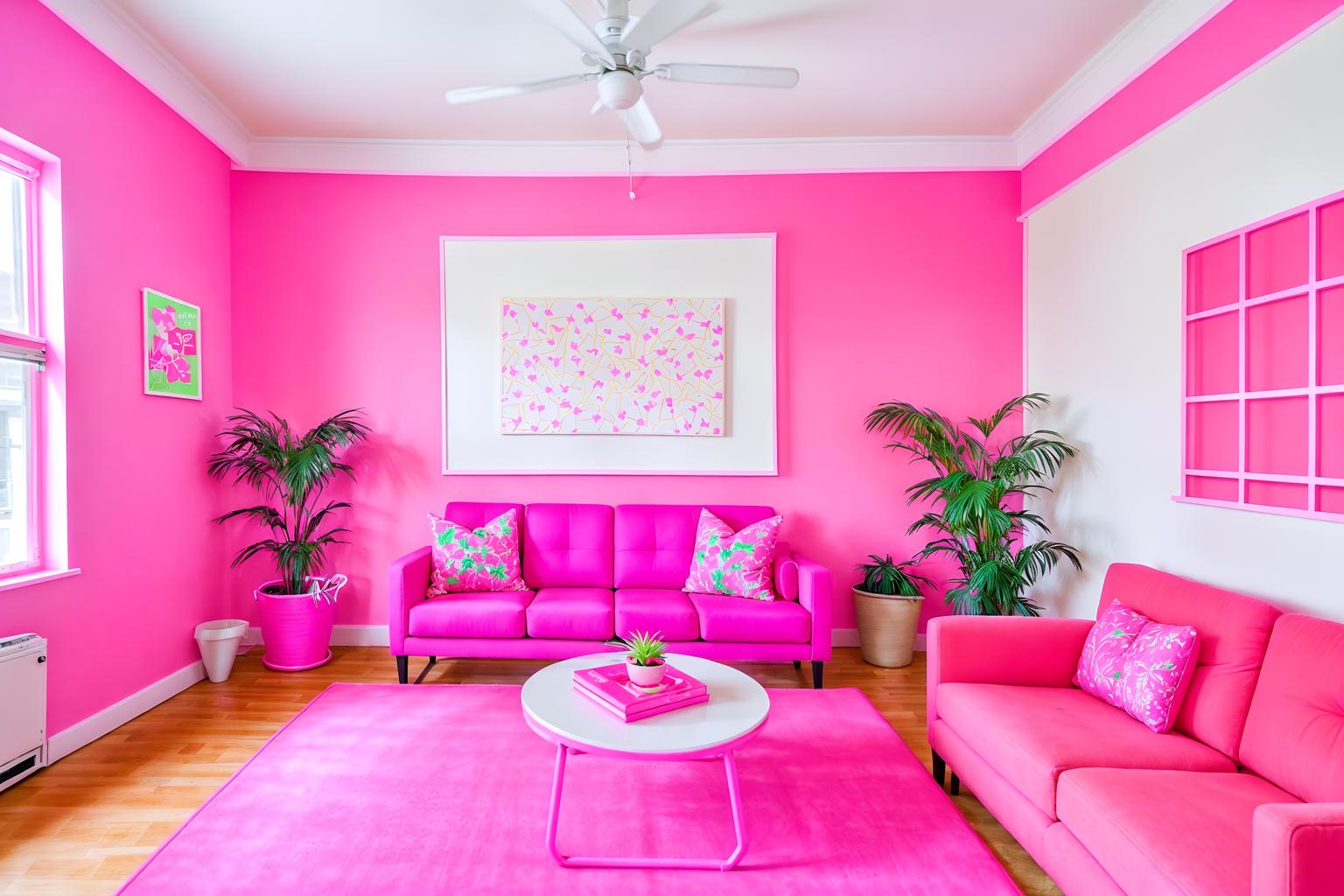 hot pink-style (coworking space interior) with office chairs and lounge chairs and office desks and seating area with sofa and office chairs. . with barbie sofa and barbie plastic interior and barbie chairs and barbie bold rosy hues like fuchsia and magenta and barbie closet and hot pink barbie colors and barbie glitter and sparkle and hot pink barbie walls. . cinematic photo, highly detailed, cinematic lighting, ultra-detailed, ultrarealistic, photorealism, 8k. hot pink interior design style. masterpiece, cinematic light, ultrarealistic+, photorealistic+, 8k, raw photo, realistic, sharp focus on eyes, (symmetrical eyes), (intact eyes), hyperrealistic, highest quality, best quality, , highly detailed, masterpiece, best quality, extremely detailed 8k wallpaper, masterpiece, best quality, ultra-detailed, best shadow, detailed background, detailed face, detailed eyes, high contrast, best illumination, detailed face, dulux, caustic, dynamic angle, detailed glow. dramatic lighting. highly detailed, insanely detailed hair, symmetrical, intricate details, professionally retouched, 8k high definition. strong bokeh. award winning photo.