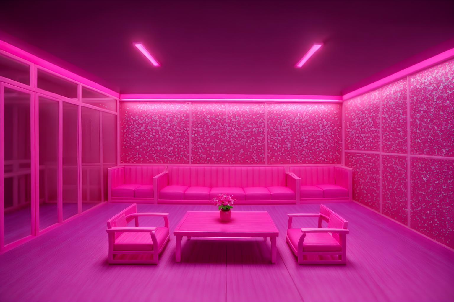 hot pink-style (onsen interior) . with barbie chairs and barbie closet and hot pink barbie colors and barbie sofa and barbie bold rosy hues like fuchsia and magenta and barbie glitter and sparkle and barbie plastic interior and hot pink barbie walls. . cinematic photo, highly detailed, cinematic lighting, ultra-detailed, ultrarealistic, photorealism, 8k. hot pink interior design style. masterpiece, cinematic light, ultrarealistic+, photorealistic+, 8k, raw photo, realistic, sharp focus on eyes, (symmetrical eyes), (intact eyes), hyperrealistic, highest quality, best quality, , highly detailed, masterpiece, best quality, extremely detailed 8k wallpaper, masterpiece, best quality, ultra-detailed, best shadow, detailed background, detailed face, detailed eyes, high contrast, best illumination, detailed face, dulux, caustic, dynamic angle, detailed glow. dramatic lighting. highly detailed, insanely detailed hair, symmetrical, intricate details, professionally retouched, 8k high definition. strong bokeh. award winning photo.