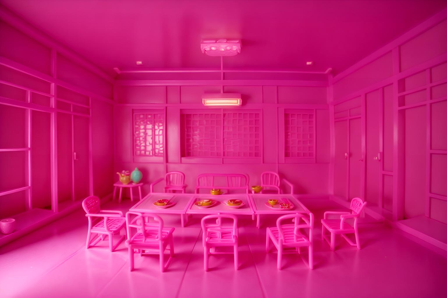 hot pink-style (onsen interior) . with barbie chairs and barbie closet and hot pink barbie colors and barbie sofa and barbie bold rosy hues like fuchsia and magenta and barbie glitter and sparkle and barbie plastic interior and hot pink barbie walls. . cinematic photo, highly detailed, cinematic lighting, ultra-detailed, ultrarealistic, photorealism, 8k. hot pink interior design style. masterpiece, cinematic light, ultrarealistic+, photorealistic+, 8k, raw photo, realistic, sharp focus on eyes, (symmetrical eyes), (intact eyes), hyperrealistic, highest quality, best quality, , highly detailed, masterpiece, best quality, extremely detailed 8k wallpaper, masterpiece, best quality, ultra-detailed, best shadow, detailed background, detailed face, detailed eyes, high contrast, best illumination, detailed face, dulux, caustic, dynamic angle, detailed glow. dramatic lighting. highly detailed, insanely detailed hair, symmetrical, intricate details, professionally retouched, 8k high definition. strong bokeh. award winning photo.