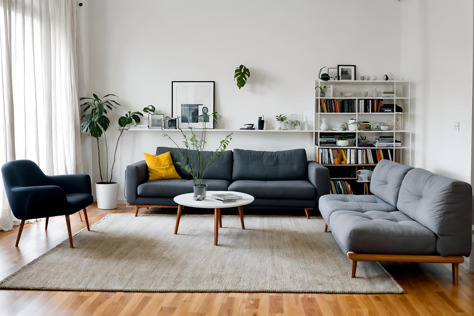 minimalist-style (living room interior) with chairs and furniture and occasional tables and sofa and televisions and plant and rug and bookshelves. . with lots of light and focus on the shape, colour and texture of just a few of essential elements and an open floor plan and clean lines and functional furniture and a monochromatic palette with colour used as an accent and lots of light. . cinematic photo, highly detailed, cinematic lighting, ultra-detailed, ultrarealistic, photorealism, 8k. minimalist interior design style. masterpiece, cinematic light, ultrarealistic+, photorealistic+, 8k, raw photo, realistic, sharp focus on eyes, (symmetrical eyes), (intact eyes), hyperrealistic, highest quality, best quality, , highly detailed, masterpiece, best quality, extremely detailed 8k wallpaper, masterpiece, best quality, ultra-detailed, best shadow, detailed background, detailed face, detailed eyes, high contrast, best illumination, detailed face, dulux, caustic, dynamic angle, detailed glow. dramatic lighting. highly detailed, insanely detailed hair, symmetrical, intricate details, professionally retouched, 8k high definition. strong bokeh. award winning photo.