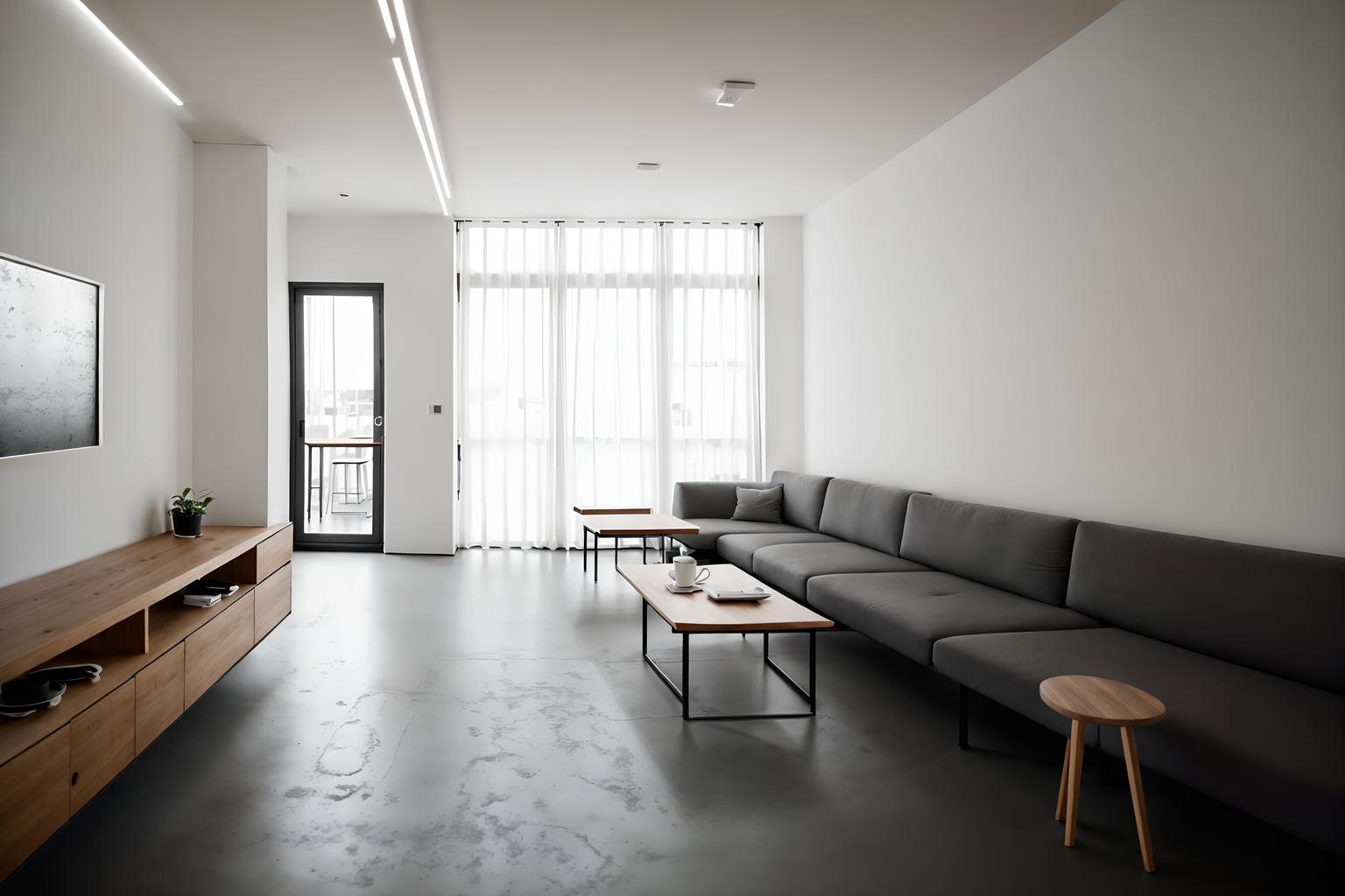 minimalist-style (coffee shop interior) . with an open floor plan and clean lines and a monochromatic palette with colour used as an accent and functional furniture and focus on the shape, colour and texture of just a few of essential elements and lots of light and an open floor plan. . cinematic photo, highly detailed, cinematic lighting, ultra-detailed, ultrarealistic, photorealism, 8k. minimalist interior design style. masterpiece, cinematic light, ultrarealistic+, photorealistic+, 8k, raw photo, realistic, sharp focus on eyes, (symmetrical eyes), (intact eyes), hyperrealistic, highest quality, best quality, , highly detailed, masterpiece, best quality, extremely detailed 8k wallpaper, masterpiece, best quality, ultra-detailed, best shadow, detailed background, detailed face, detailed eyes, high contrast, best illumination, detailed face, dulux, caustic, dynamic angle, detailed glow. dramatic lighting. highly detailed, insanely detailed hair, symmetrical, intricate details, professionally retouched, 8k high definition. strong bokeh. award winning photo.