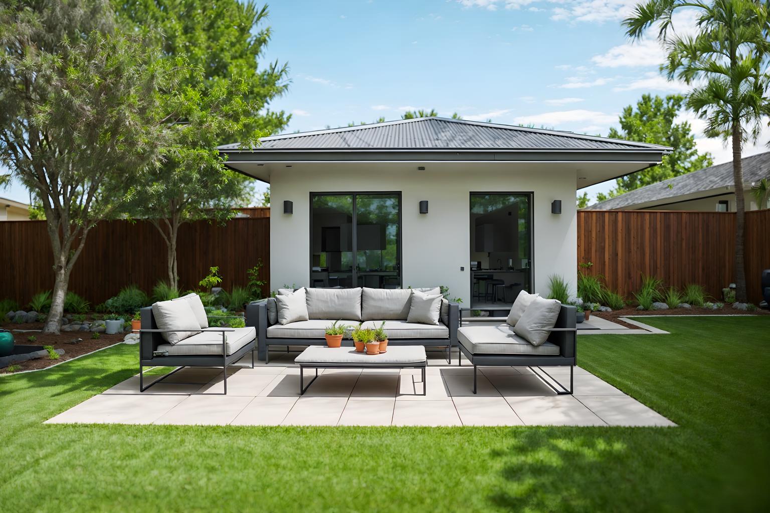 minimalist-style designed (outdoor patio ) with grass and patio couch with pillows and barbeque or grill and plant and deck with deck chairs and grass. . with functional furniture and an open floor plan and focus on the shape, colour and texture of just a few of essential elements and lots of light and clean lines and a monochromatic palette with colour used as an accent and functional furniture. . cinematic photo, highly detailed, cinematic lighting, ultra-detailed, ultrarealistic, photorealism, 8k. minimalist design style. masterpiece, cinematic light, ultrarealistic+, photorealistic+, 8k, raw photo, realistic, sharp focus on eyes, (symmetrical eyes), (intact eyes), hyperrealistic, highest quality, best quality, , highly detailed, masterpiece, best quality, extremely detailed 8k wallpaper, masterpiece, best quality, ultra-detailed, best shadow, detailed background, detailed face, detailed eyes, high contrast, best illumination, detailed face, dulux, caustic, dynamic angle, detailed glow. dramatic lighting. highly detailed, insanely detailed hair, symmetrical, intricate details, professionally retouched, 8k high definition. strong bokeh. award winning photo.