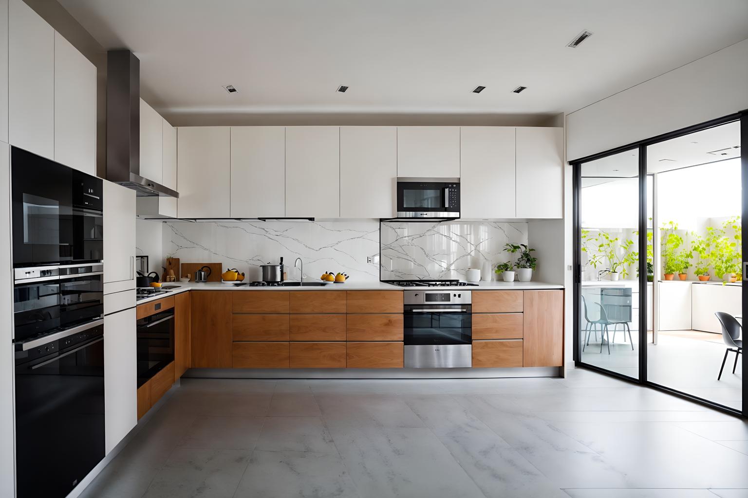 minimalist-style (kitchen interior) with kitchen cabinets and stove and plant and refrigerator and sink and worktops and kitchen cabinets. . with an open floor plan and functional furniture and clean lines and lots of light and focus on the shape, colour and texture of just a few of essential elements and a monochromatic palette with colour used as an accent and an open floor plan. . cinematic photo, highly detailed, cinematic lighting, ultra-detailed, ultrarealistic, photorealism, 8k. minimalist interior design style. masterpiece, cinematic light, ultrarealistic+, photorealistic+, 8k, raw photo, realistic, sharp focus on eyes, (symmetrical eyes), (intact eyes), hyperrealistic, highest quality, best quality, , highly detailed, masterpiece, best quality, extremely detailed 8k wallpaper, masterpiece, best quality, ultra-detailed, best shadow, detailed background, detailed face, detailed eyes, high contrast, best illumination, detailed face, dulux, caustic, dynamic angle, detailed glow. dramatic lighting. highly detailed, insanely detailed hair, symmetrical, intricate details, professionally retouched, 8k high definition. strong bokeh. award winning photo.