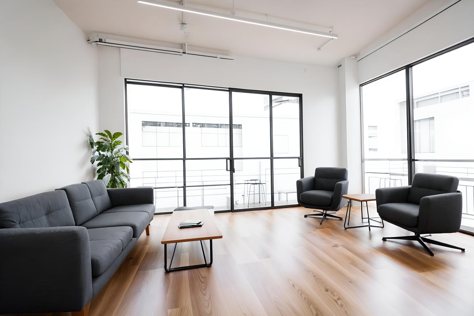 minimalist-style (coworking space interior) with office desks and lounge chairs and office chairs and seating area with sofa and office desks. . with a monochromatic palette with colour used as an accent and an open floor plan and lots of light and clean lines and functional furniture and focus on the shape, colour and texture of just a few of essential elements and a monochromatic palette with colour used as an accent. . cinematic photo, highly detailed, cinematic lighting, ultra-detailed, ultrarealistic, photorealism, 8k. minimalist interior design style. masterpiece, cinematic light, ultrarealistic+, photorealistic+, 8k, raw photo, realistic, sharp focus on eyes, (symmetrical eyes), (intact eyes), hyperrealistic, highest quality, best quality, , highly detailed, masterpiece, best quality, extremely detailed 8k wallpaper, masterpiece, best quality, ultra-detailed, best shadow, detailed background, detailed face, detailed eyes, high contrast, best illumination, detailed face, dulux, caustic, dynamic angle, detailed glow. dramatic lighting. highly detailed, insanely detailed hair, symmetrical, intricate details, professionally retouched, 8k high definition. strong bokeh. award winning photo.