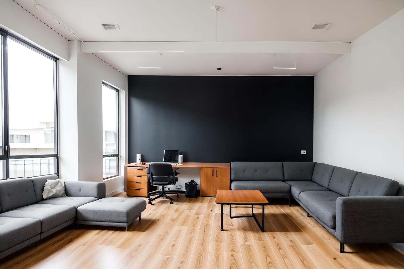 minimalist-style (coworking space interior) with office desks and lounge chairs and office chairs and seating area with sofa and office desks. . with a monochromatic palette with colour used as an accent and an open floor plan and lots of light and clean lines and functional furniture and focus on the shape, colour and texture of just a few of essential elements and a monochromatic palette with colour used as an accent. . cinematic photo, highly detailed, cinematic lighting, ultra-detailed, ultrarealistic, photorealism, 8k. minimalist interior design style. masterpiece, cinematic light, ultrarealistic+, photorealistic+, 8k, raw photo, realistic, sharp focus on eyes, (symmetrical eyes), (intact eyes), hyperrealistic, highest quality, best quality, , highly detailed, masterpiece, best quality, extremely detailed 8k wallpaper, masterpiece, best quality, ultra-detailed, best shadow, detailed background, detailed face, detailed eyes, high contrast, best illumination, detailed face, dulux, caustic, dynamic angle, detailed glow. dramatic lighting. highly detailed, insanely detailed hair, symmetrical, intricate details, professionally retouched, 8k high definition. strong bokeh. award winning photo.