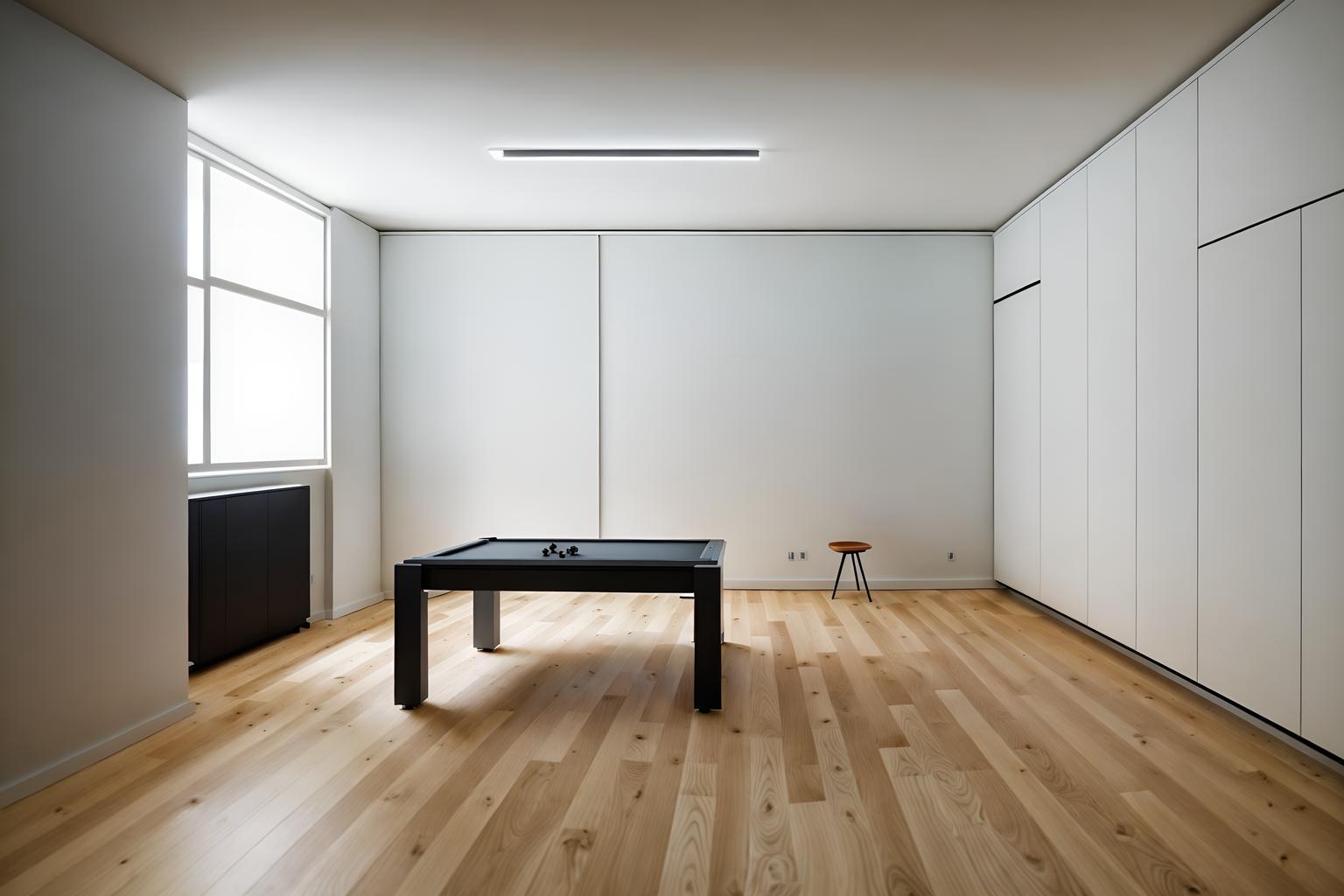 minimalist-style (gaming room interior) . with clean lines and an open floor plan and a monochromatic palette with colour used as an accent and lots of light and focus on the shape, colour and texture of just a few of essential elements and functional furniture and clean lines. . cinematic photo, highly detailed, cinematic lighting, ultra-detailed, ultrarealistic, photorealism, 8k. minimalist interior design style. masterpiece, cinematic light, ultrarealistic+, photorealistic+, 8k, raw photo, realistic, sharp focus on eyes, (symmetrical eyes), (intact eyes), hyperrealistic, highest quality, best quality, , highly detailed, masterpiece, best quality, extremely detailed 8k wallpaper, masterpiece, best quality, ultra-detailed, best shadow, detailed background, detailed face, detailed eyes, high contrast, best illumination, detailed face, dulux, caustic, dynamic angle, detailed glow. dramatic lighting. highly detailed, insanely detailed hair, symmetrical, intricate details, professionally retouched, 8k high definition. strong bokeh. award winning photo.