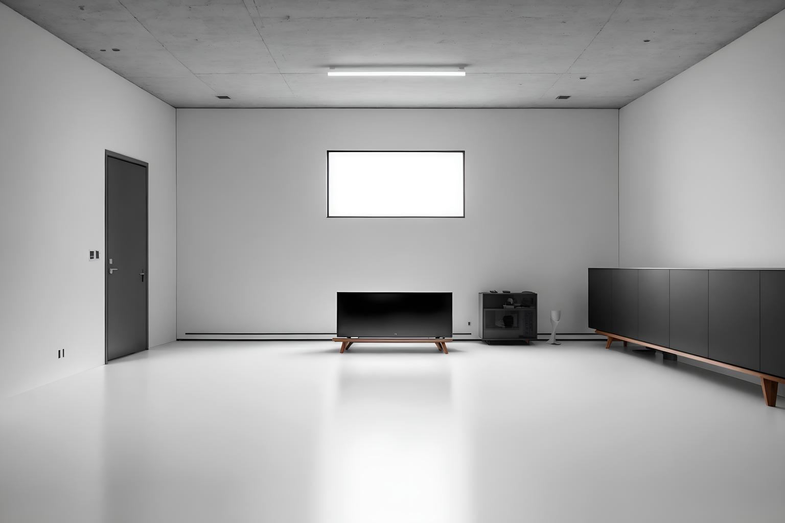 minimalist-style (gaming room interior) . with clean lines and an open floor plan and a monochromatic palette with colour used as an accent and lots of light and focus on the shape, colour and texture of just a few of essential elements and functional furniture and clean lines. . cinematic photo, highly detailed, cinematic lighting, ultra-detailed, ultrarealistic, photorealism, 8k. minimalist interior design style. masterpiece, cinematic light, ultrarealistic+, photorealistic+, 8k, raw photo, realistic, sharp focus on eyes, (symmetrical eyes), (intact eyes), hyperrealistic, highest quality, best quality, , highly detailed, masterpiece, best quality, extremely detailed 8k wallpaper, masterpiece, best quality, ultra-detailed, best shadow, detailed background, detailed face, detailed eyes, high contrast, best illumination, detailed face, dulux, caustic, dynamic angle, detailed glow. dramatic lighting. highly detailed, insanely detailed hair, symmetrical, intricate details, professionally retouched, 8k high definition. strong bokeh. award winning photo.