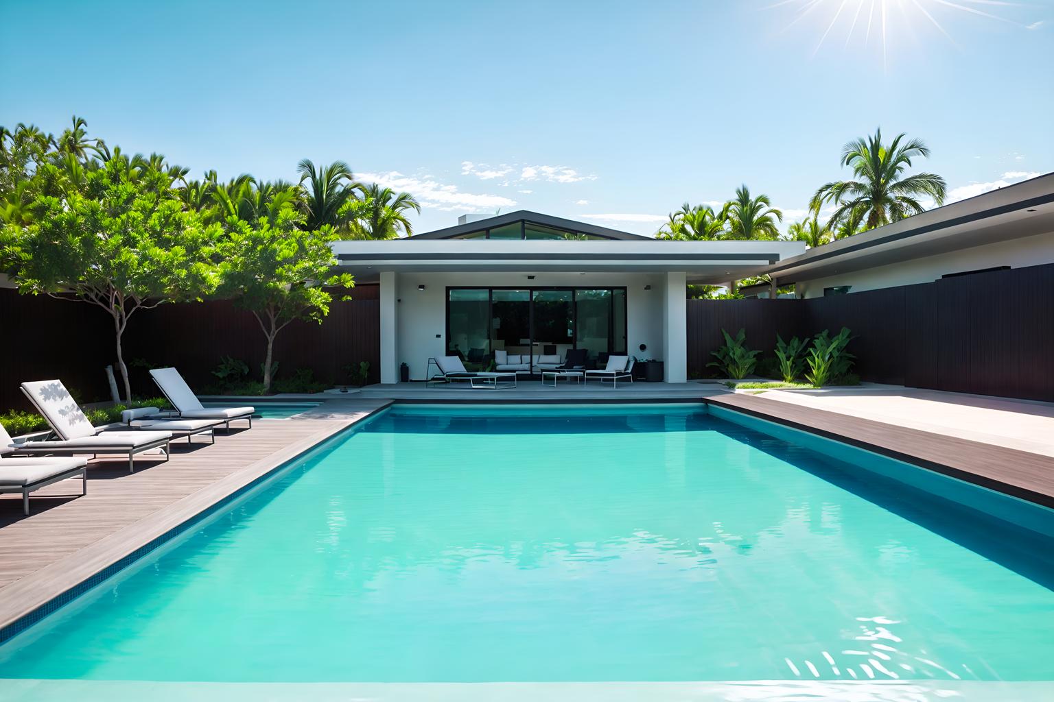 minimalist-style designed (outdoor pool area ) with pool and pool lights and pool lounge chairs and pool. . with lots of light and focus on the shape, colour and texture of just a few of essential elements and clean lines and a monochromatic palette with colour used as an accent and an open floor plan and functional furniture and lots of light. . cinematic photo, highly detailed, cinematic lighting, ultra-detailed, ultrarealistic, photorealism, 8k. minimalist design style. masterpiece, cinematic light, ultrarealistic+, photorealistic+, 8k, raw photo, realistic, sharp focus on eyes, (symmetrical eyes), (intact eyes), hyperrealistic, highest quality, best quality, , highly detailed, masterpiece, best quality, extremely detailed 8k wallpaper, masterpiece, best quality, ultra-detailed, best shadow, detailed background, detailed face, detailed eyes, high contrast, best illumination, detailed face, dulux, caustic, dynamic angle, detailed glow. dramatic lighting. highly detailed, insanely detailed hair, symmetrical, intricate details, professionally retouched, 8k high definition. strong bokeh. award winning photo.