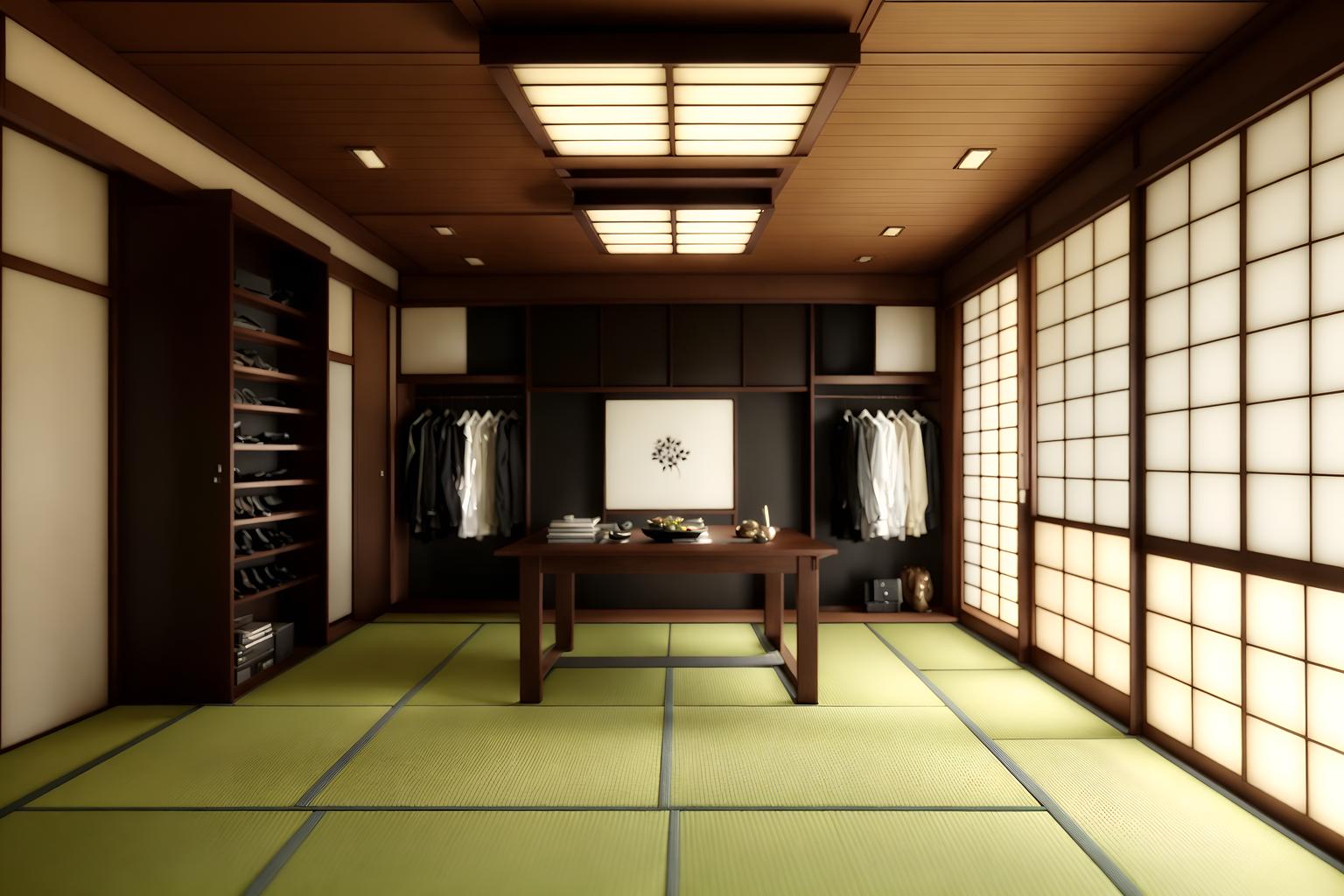 japanese design-style (clothing store interior) . with . . cinematic photo, highly detailed, cinematic lighting, ultra-detailed, ultrarealistic, photorealism, 8k. japanese design interior design style. masterpiece, cinematic light, ultrarealistic+, photorealistic+, 8k, raw photo, realistic, sharp focus on eyes, (symmetrical eyes), (intact eyes), hyperrealistic, highest quality, best quality, , highly detailed, masterpiece, best quality, extremely detailed 8k wallpaper, masterpiece, best quality, ultra-detailed, best shadow, detailed background, detailed face, detailed eyes, high contrast, best illumination, detailed face, dulux, caustic, dynamic angle, detailed glow. dramatic lighting. highly detailed, insanely detailed hair, symmetrical, intricate details, professionally retouched, 8k high definition. strong bokeh. award winning photo.