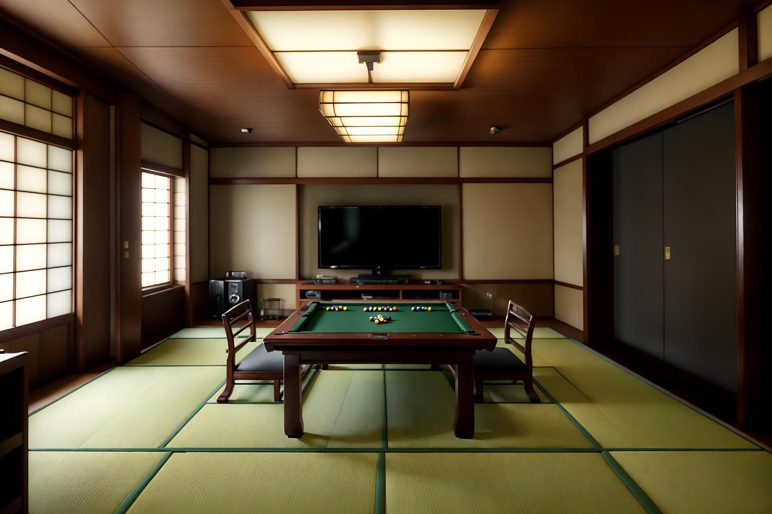 japanese design-style (gaming room interior) . with . . cinematic photo, highly detailed, cinematic lighting, ultra-detailed, ultrarealistic, photorealism, 8k. japanese design interior design style. masterpiece, cinematic light, ultrarealistic+, photorealistic+, 8k, raw photo, realistic, sharp focus on eyes, (symmetrical eyes), (intact eyes), hyperrealistic, highest quality, best quality, , highly detailed, masterpiece, best quality, extremely detailed 8k wallpaper, masterpiece, best quality, ultra-detailed, best shadow, detailed background, detailed face, detailed eyes, high contrast, best illumination, detailed face, dulux, caustic, dynamic angle, detailed glow. dramatic lighting. highly detailed, insanely detailed hair, symmetrical, intricate details, professionally retouched, 8k high definition. strong bokeh. award winning photo.