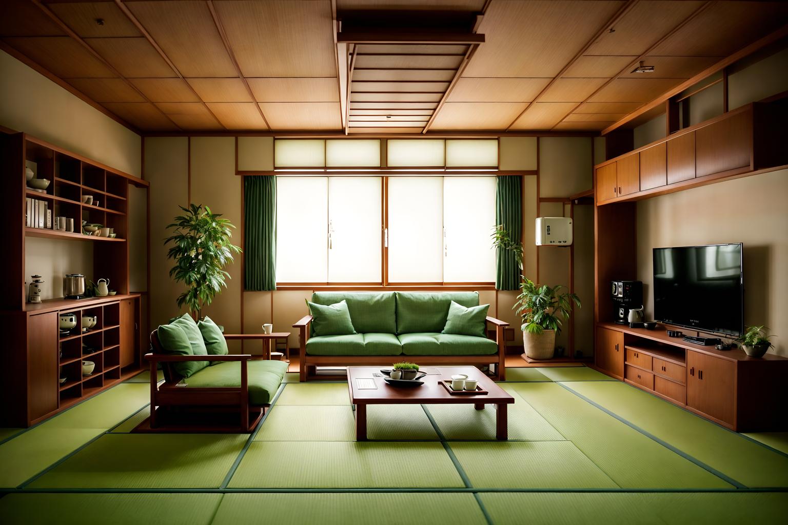 japanese design-style (kitchen living combo interior) with chairs and plant and refrigerator and coffee tables and sofa and bookshelves and plant and kitchen cabinets. . with . . cinematic photo, highly detailed, cinematic lighting, ultra-detailed, ultrarealistic, photorealism, 8k. japanese design interior design style. masterpiece, cinematic light, ultrarealistic+, photorealistic+, 8k, raw photo, realistic, sharp focus on eyes, (symmetrical eyes), (intact eyes), hyperrealistic, highest quality, best quality, , highly detailed, masterpiece, best quality, extremely detailed 8k wallpaper, masterpiece, best quality, ultra-detailed, best shadow, detailed background, detailed face, detailed eyes, high contrast, best illumination, detailed face, dulux, caustic, dynamic angle, detailed glow. dramatic lighting. highly detailed, insanely detailed hair, symmetrical, intricate details, professionally retouched, 8k high definition. strong bokeh. award winning photo.