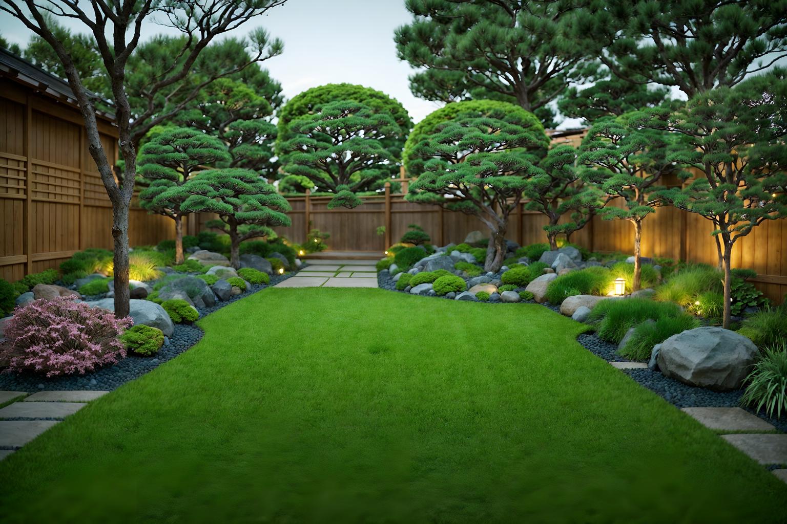 japanese design-style designed (outdoor garden ) with grass and garden tree and garden plants and grass. . with . . cinematic photo, highly detailed, cinematic lighting, ultra-detailed, ultrarealistic, photorealism, 8k. japanese design design style. masterpiece, cinematic light, ultrarealistic+, photorealistic+, 8k, raw photo, realistic, sharp focus on eyes, (symmetrical eyes), (intact eyes), hyperrealistic, highest quality, best quality, , highly detailed, masterpiece, best quality, extremely detailed 8k wallpaper, masterpiece, best quality, ultra-detailed, best shadow, detailed background, detailed face, detailed eyes, high contrast, best illumination, detailed face, dulux, caustic, dynamic angle, detailed glow. dramatic lighting. highly detailed, insanely detailed hair, symmetrical, intricate details, professionally retouched, 8k high definition. strong bokeh. award winning photo.