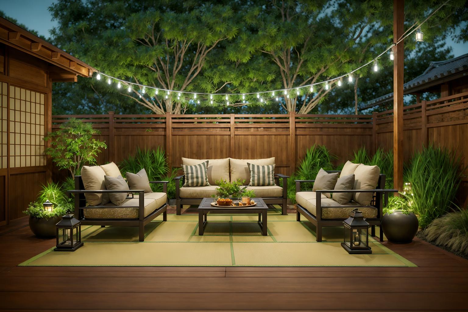 japanese design-style designed (outdoor patio ) with barbeque or grill and patio couch with pillows and plant and grass and deck with deck chairs and barbeque or grill. . with . . cinematic photo, highly detailed, cinematic lighting, ultra-detailed, ultrarealistic, photorealism, 8k. japanese design design style. masterpiece, cinematic light, ultrarealistic+, photorealistic+, 8k, raw photo, realistic, sharp focus on eyes, (symmetrical eyes), (intact eyes), hyperrealistic, highest quality, best quality, , highly detailed, masterpiece, best quality, extremely detailed 8k wallpaper, masterpiece, best quality, ultra-detailed, best shadow, detailed background, detailed face, detailed eyes, high contrast, best illumination, detailed face, dulux, caustic, dynamic angle, detailed glow. dramatic lighting. highly detailed, insanely detailed hair, symmetrical, intricate details, professionally retouched, 8k high definition. strong bokeh. award winning photo.