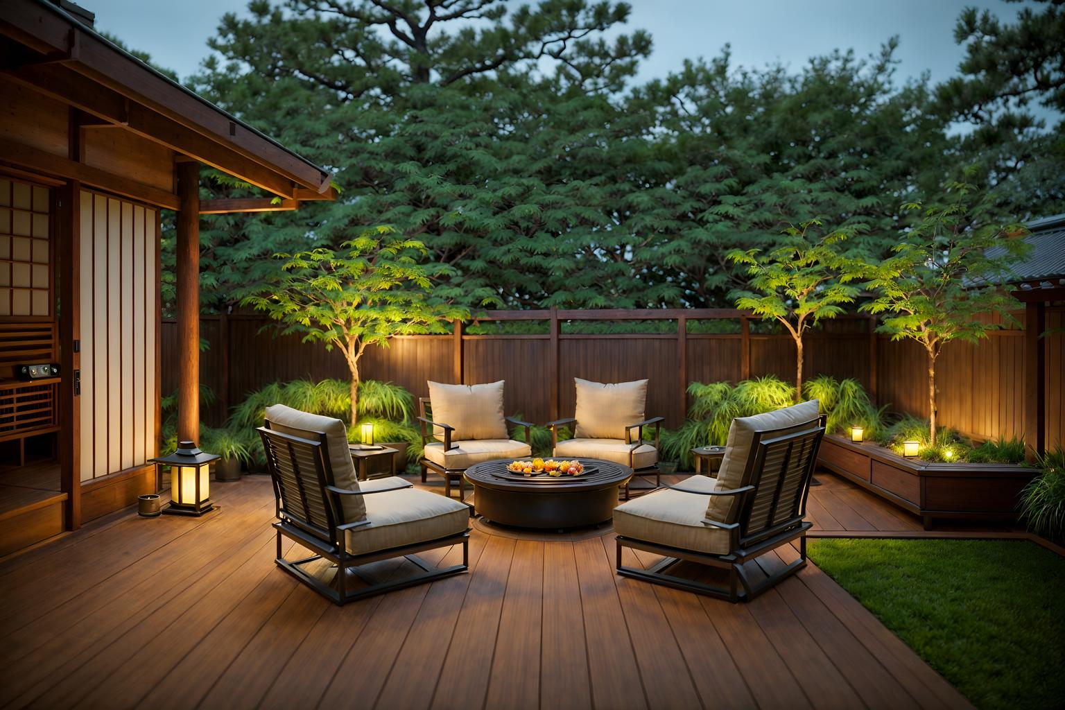 japanese design-style designed (outdoor patio ) with barbeque or grill and patio couch with pillows and plant and grass and deck with deck chairs and barbeque or grill. . with . . cinematic photo, highly detailed, cinematic lighting, ultra-detailed, ultrarealistic, photorealism, 8k. japanese design design style. masterpiece, cinematic light, ultrarealistic+, photorealistic+, 8k, raw photo, realistic, sharp focus on eyes, (symmetrical eyes), (intact eyes), hyperrealistic, highest quality, best quality, , highly detailed, masterpiece, best quality, extremely detailed 8k wallpaper, masterpiece, best quality, ultra-detailed, best shadow, detailed background, detailed face, detailed eyes, high contrast, best illumination, detailed face, dulux, caustic, dynamic angle, detailed glow. dramatic lighting. highly detailed, insanely detailed hair, symmetrical, intricate details, professionally retouched, 8k high definition. strong bokeh. award winning photo.