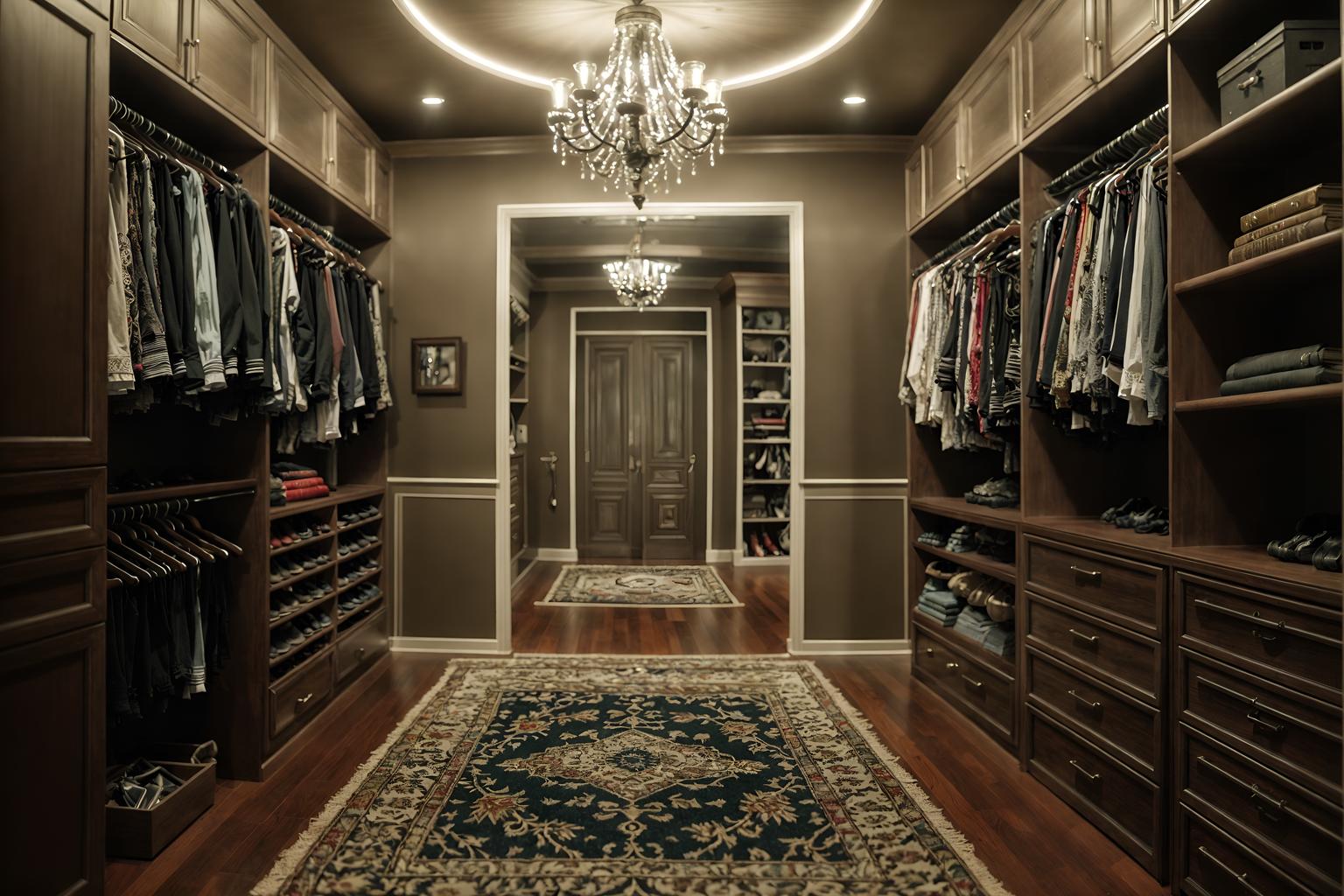 eclectic-style (walk in closet interior) . . cinematic photo, highly detailed, cinematic lighting, ultra-detailed, ultrarealistic, photorealism, 8k. eclectic interior design style. masterpiece, cinematic light, ultrarealistic+, photorealistic+, 8k, raw photo, realistic, sharp focus on eyes, (symmetrical eyes), (intact eyes), hyperrealistic, highest quality, best quality, , highly detailed, masterpiece, best quality, extremely detailed 8k wallpaper, masterpiece, best quality, ultra-detailed, best shadow, detailed background, detailed face, detailed eyes, high contrast, best illumination, detailed face, dulux, caustic, dynamic angle, detailed glow. dramatic lighting. highly detailed, insanely detailed hair, symmetrical, intricate details, professionally retouched, 8k high definition. strong bokeh. award winning photo.