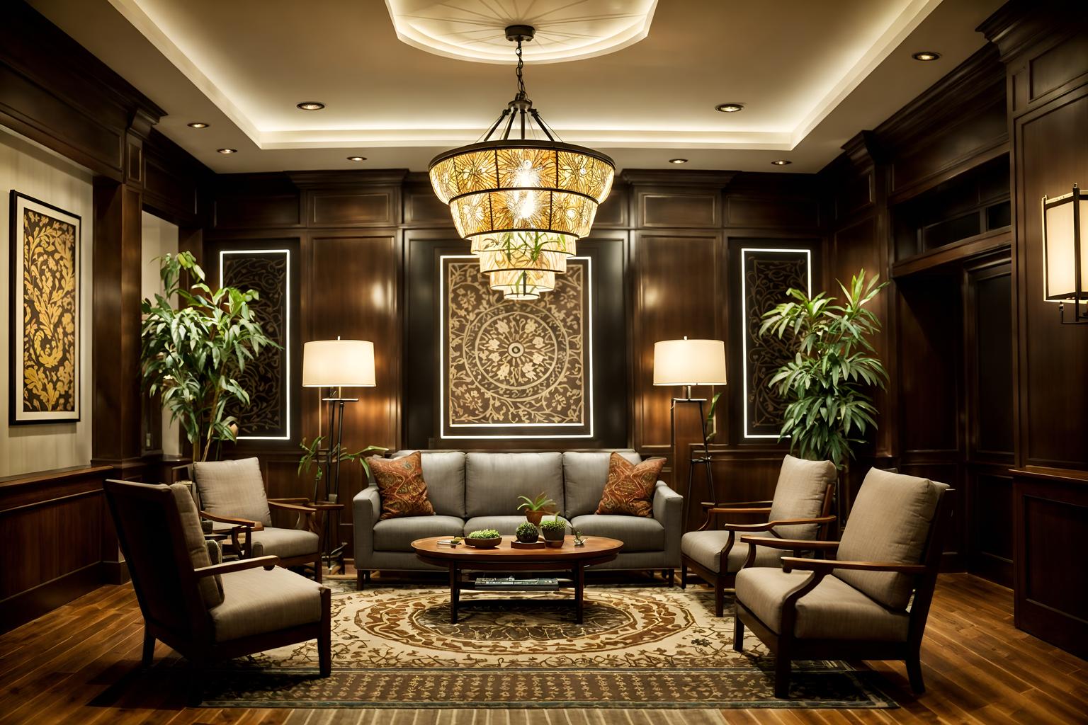 eclectic-style (hotel lobby interior) with lounge chairs and check in desk and furniture and sofas and hanging lamps and plant and coffee tables and rug. . . cinematic photo, highly detailed, cinematic lighting, ultra-detailed, ultrarealistic, photorealism, 8k. eclectic interior design style. masterpiece, cinematic light, ultrarealistic+, photorealistic+, 8k, raw photo, realistic, sharp focus on eyes, (symmetrical eyes), (intact eyes), hyperrealistic, highest quality, best quality, , highly detailed, masterpiece, best quality, extremely detailed 8k wallpaper, masterpiece, best quality, ultra-detailed, best shadow, detailed background, detailed face, detailed eyes, high contrast, best illumination, detailed face, dulux, caustic, dynamic angle, detailed glow. dramatic lighting. highly detailed, insanely detailed hair, symmetrical, intricate details, professionally retouched, 8k high definition. strong bokeh. award winning photo.