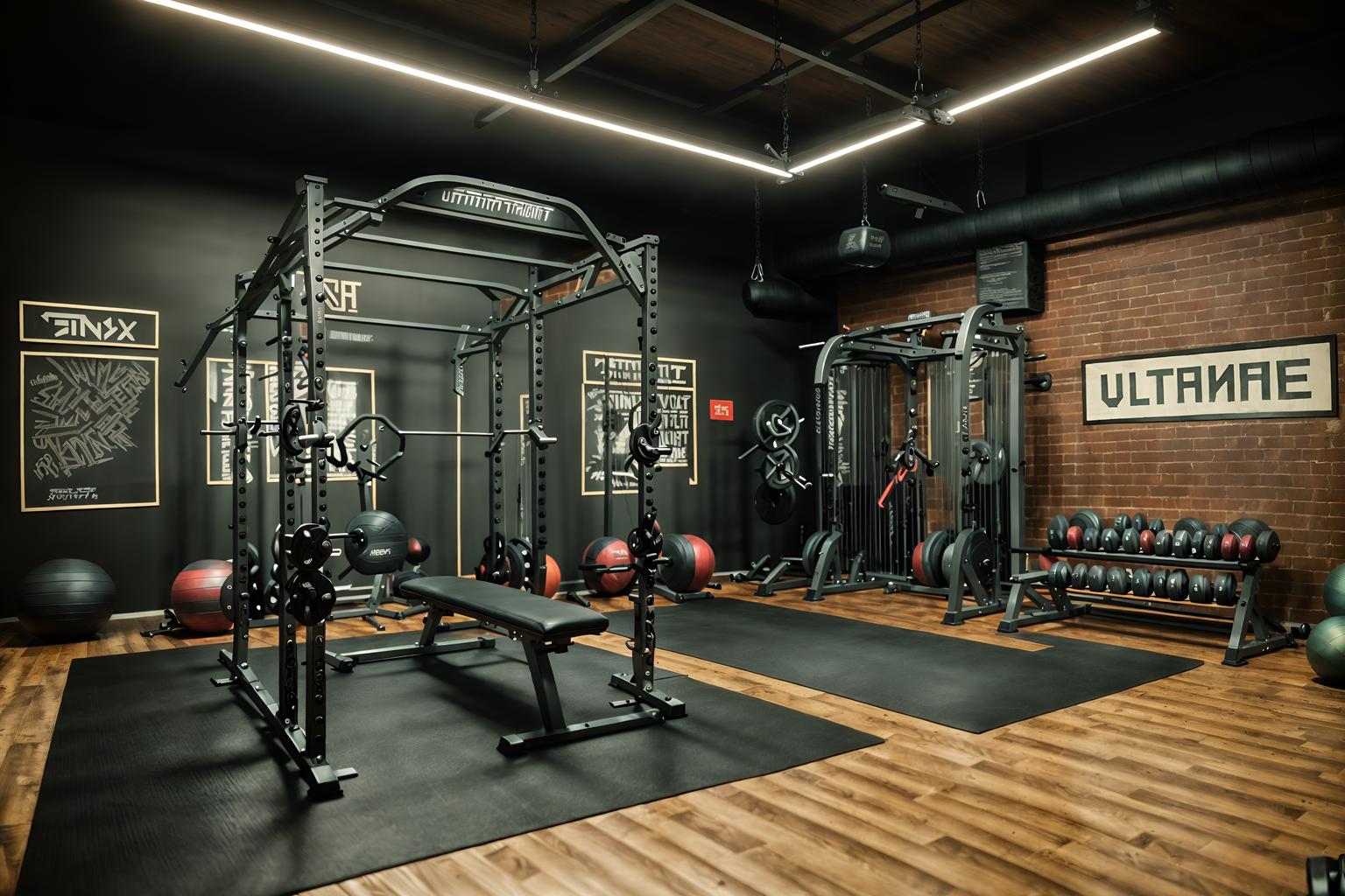 eclectic-style (fitness gym interior) with squat rack and crosstrainer and exercise bicycle and bench press and dumbbell stand and squat rack. . . cinematic photo, highly detailed, cinematic lighting, ultra-detailed, ultrarealistic, photorealism, 8k. eclectic interior design style. masterpiece, cinematic light, ultrarealistic+, photorealistic+, 8k, raw photo, realistic, sharp focus on eyes, (symmetrical eyes), (intact eyes), hyperrealistic, highest quality, best quality, , highly detailed, masterpiece, best quality, extremely detailed 8k wallpaper, masterpiece, best quality, ultra-detailed, best shadow, detailed background, detailed face, detailed eyes, high contrast, best illumination, detailed face, dulux, caustic, dynamic angle, detailed glow. dramatic lighting. highly detailed, insanely detailed hair, symmetrical, intricate details, professionally retouched, 8k high definition. strong bokeh. award winning photo.