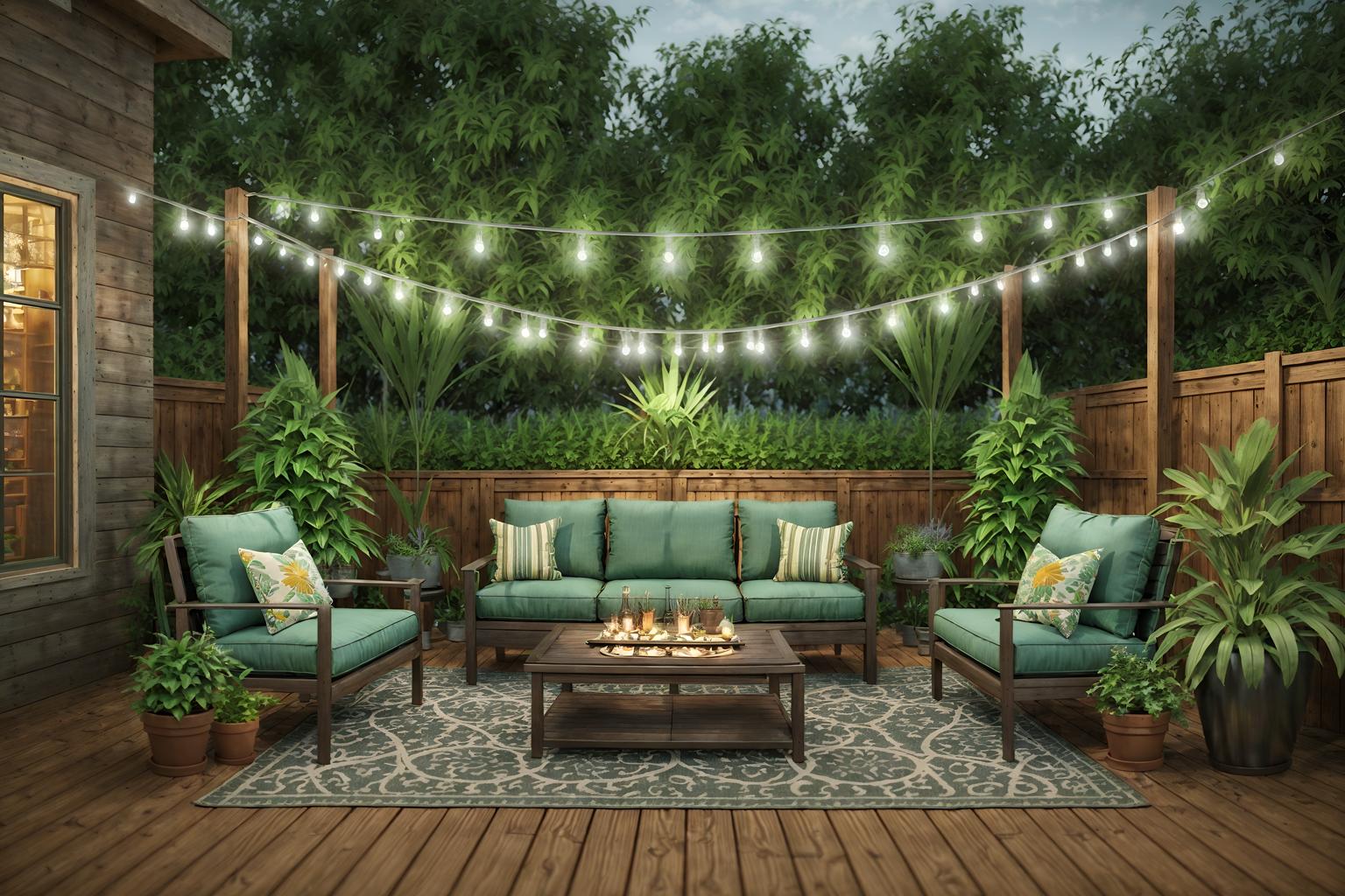 eclectic-style designed (outdoor patio ) with plant and deck with deck chairs and patio couch with pillows and grass and barbeque or grill and plant. . . cinematic photo, highly detailed, cinematic lighting, ultra-detailed, ultrarealistic, photorealism, 8k. eclectic design style. masterpiece, cinematic light, ultrarealistic+, photorealistic+, 8k, raw photo, realistic, sharp focus on eyes, (symmetrical eyes), (intact eyes), hyperrealistic, highest quality, best quality, , highly detailed, masterpiece, best quality, extremely detailed 8k wallpaper, masterpiece, best quality, ultra-detailed, best shadow, detailed background, detailed face, detailed eyes, high contrast, best illumination, detailed face, dulux, caustic, dynamic angle, detailed glow. dramatic lighting. highly detailed, insanely detailed hair, symmetrical, intricate details, professionally retouched, 8k high definition. strong bokeh. award winning photo.