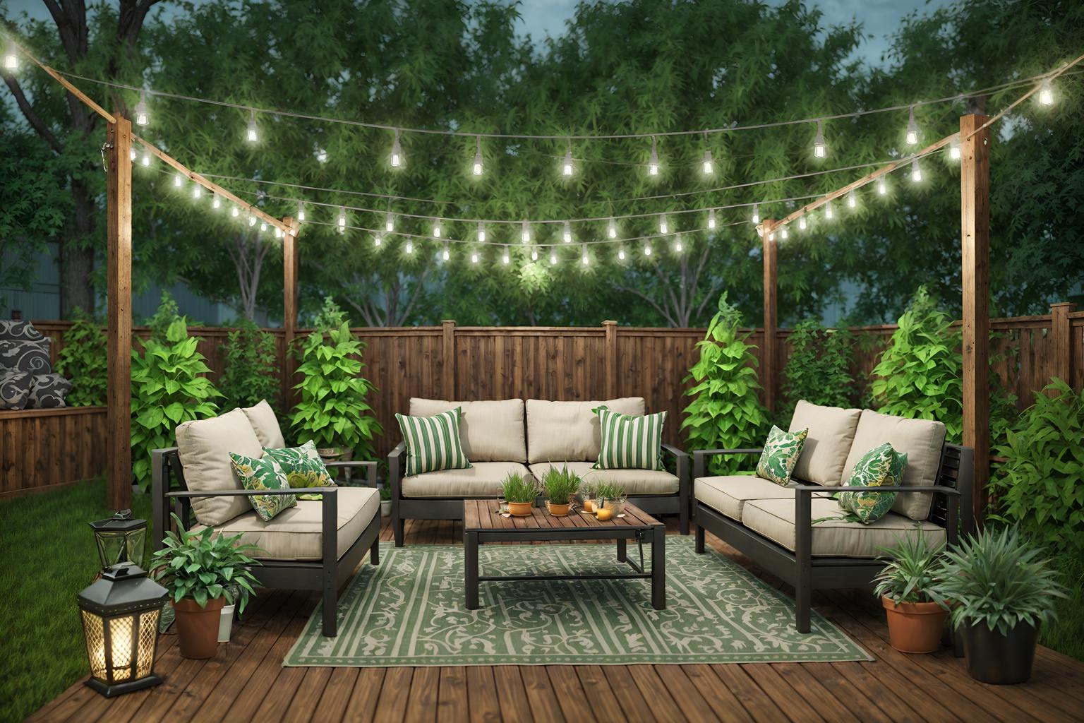 eclectic-style designed (outdoor patio ) with plant and deck with deck chairs and patio couch with pillows and grass and barbeque or grill and plant. . . cinematic photo, highly detailed, cinematic lighting, ultra-detailed, ultrarealistic, photorealism, 8k. eclectic design style. masterpiece, cinematic light, ultrarealistic+, photorealistic+, 8k, raw photo, realistic, sharp focus on eyes, (symmetrical eyes), (intact eyes), hyperrealistic, highest quality, best quality, , highly detailed, masterpiece, best quality, extremely detailed 8k wallpaper, masterpiece, best quality, ultra-detailed, best shadow, detailed background, detailed face, detailed eyes, high contrast, best illumination, detailed face, dulux, caustic, dynamic angle, detailed glow. dramatic lighting. highly detailed, insanely detailed hair, symmetrical, intricate details, professionally retouched, 8k high definition. strong bokeh. award winning photo.