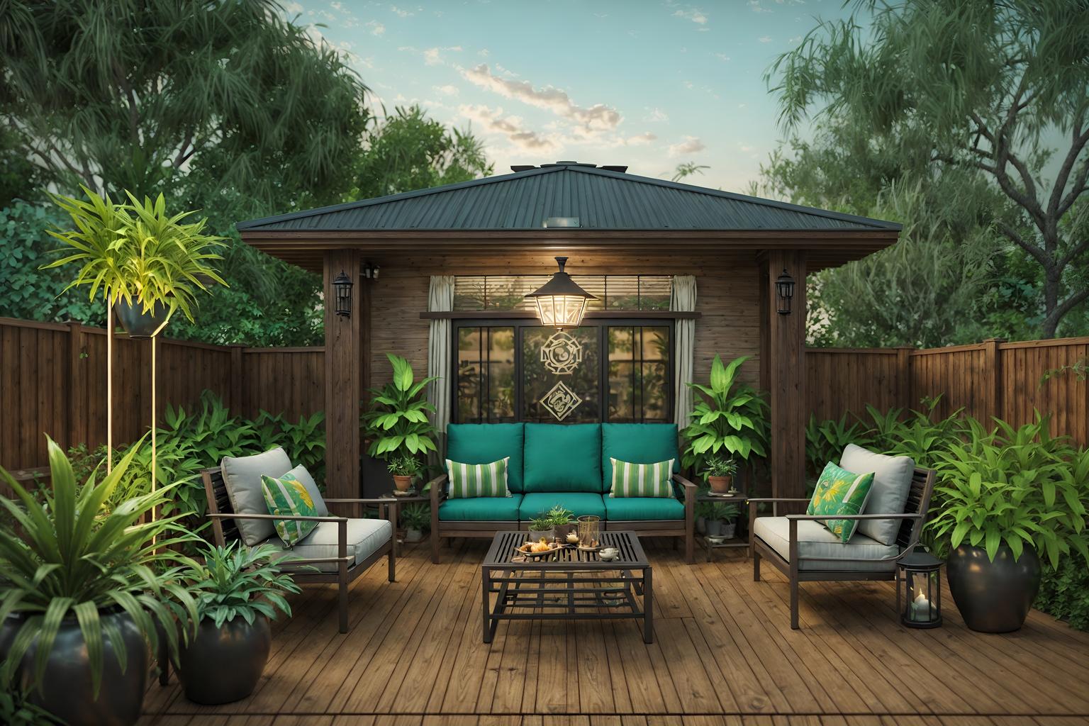 eclectic-style designed (outdoor patio ) with plant and deck with deck chairs and patio couch with pillows and grass and barbeque or grill and plant. . . cinematic photo, highly detailed, cinematic lighting, ultra-detailed, ultrarealistic, photorealism, 8k. eclectic design style. masterpiece, cinematic light, ultrarealistic+, photorealistic+, 8k, raw photo, realistic, sharp focus on eyes, (symmetrical eyes), (intact eyes), hyperrealistic, highest quality, best quality, , highly detailed, masterpiece, best quality, extremely detailed 8k wallpaper, masterpiece, best quality, ultra-detailed, best shadow, detailed background, detailed face, detailed eyes, high contrast, best illumination, detailed face, dulux, caustic, dynamic angle, detailed glow. dramatic lighting. highly detailed, insanely detailed hair, symmetrical, intricate details, professionally retouched, 8k high definition. strong bokeh. award winning photo.