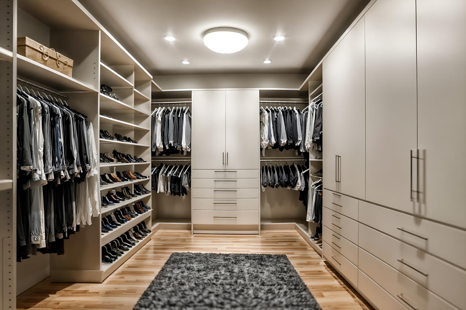 contemporary-style (walk in closet interior) . with . . cinematic photo, highly detailed, cinematic lighting, ultra-detailed, ultrarealistic, photorealism, 8k. contemporary interior design style. masterpiece, cinematic light, ultrarealistic+, photorealistic+, 8k, raw photo, realistic, sharp focus on eyes, (symmetrical eyes), (intact eyes), hyperrealistic, highest quality, best quality, , highly detailed, masterpiece, best quality, extremely detailed 8k wallpaper, masterpiece, best quality, ultra-detailed, best shadow, detailed background, detailed face, detailed eyes, high contrast, best illumination, detailed face, dulux, caustic, dynamic angle, detailed glow. dramatic lighting. highly detailed, insanely detailed hair, symmetrical, intricate details, professionally retouched, 8k high definition. strong bokeh. award winning photo.