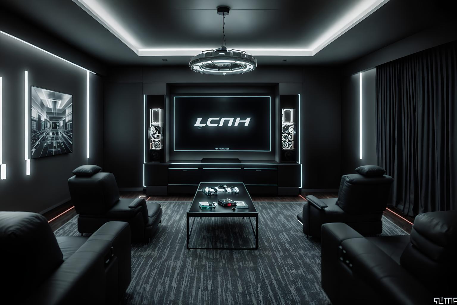 contemporary-style (gaming room interior) . with . . cinematic photo, highly detailed, cinematic lighting, ultra-detailed, ultrarealistic, photorealism, 8k. contemporary interior design style. masterpiece, cinematic light, ultrarealistic+, photorealistic+, 8k, raw photo, realistic, sharp focus on eyes, (symmetrical eyes), (intact eyes), hyperrealistic, highest quality, best quality, , highly detailed, masterpiece, best quality, extremely detailed 8k wallpaper, masterpiece, best quality, ultra-detailed, best shadow, detailed background, detailed face, detailed eyes, high contrast, best illumination, detailed face, dulux, caustic, dynamic angle, detailed glow. dramatic lighting. highly detailed, insanely detailed hair, symmetrical, intricate details, professionally retouched, 8k high definition. strong bokeh. award winning photo.