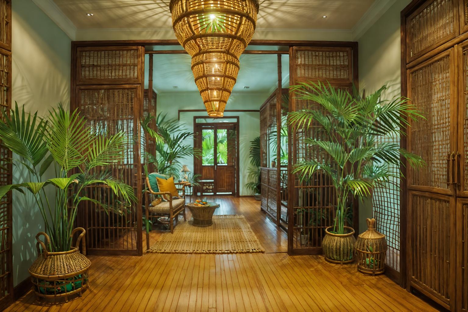 tropical-style (walk in closet interior) . with cane motifs and lattice prints and palm leaves and bamboo and teak and rattan and wicker and palm trees. . cinematic photo, highly detailed, cinematic lighting, ultra-detailed, ultrarealistic, photorealism, 8k. tropical interior design style. masterpiece, cinematic light, ultrarealistic+, photorealistic+, 8k, raw photo, realistic, sharp focus on eyes, (symmetrical eyes), (intact eyes), hyperrealistic, highest quality, best quality, , highly detailed, masterpiece, best quality, extremely detailed 8k wallpaper, masterpiece, best quality, ultra-detailed, best shadow, detailed background, detailed face, detailed eyes, high contrast, best illumination, detailed face, dulux, caustic, dynamic angle, detailed glow. dramatic lighting. highly detailed, insanely detailed hair, symmetrical, intricate details, professionally retouched, 8k high definition. strong bokeh. award winning photo.