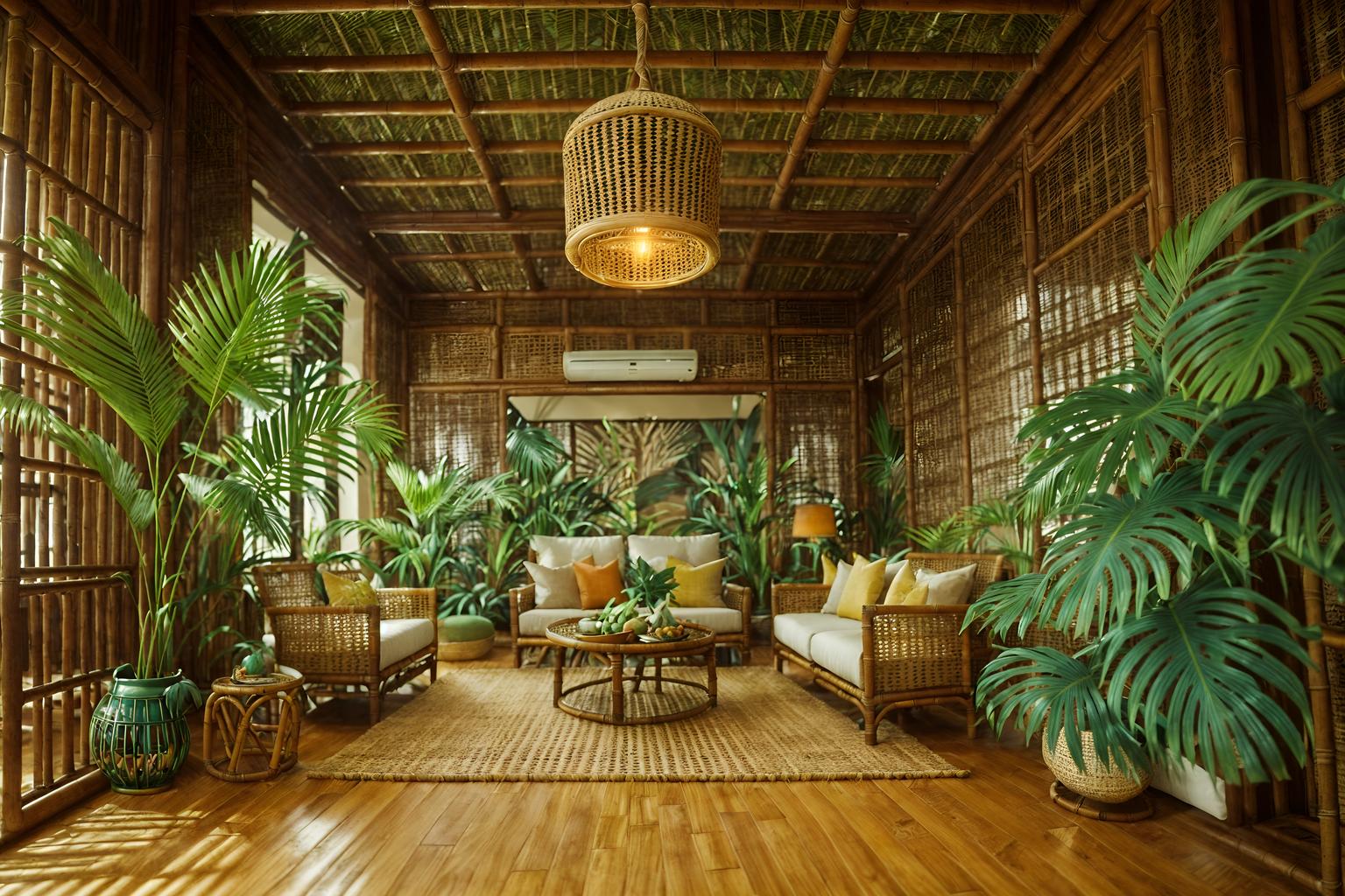 tropical-style (clothing store interior) . with cane motifs and wicker and palm leaves and palm trees and rattan and bamboo and lattice prints and teak. . cinematic photo, highly detailed, cinematic lighting, ultra-detailed, ultrarealistic, photorealism, 8k. tropical interior design style. masterpiece, cinematic light, ultrarealistic+, photorealistic+, 8k, raw photo, realistic, sharp focus on eyes, (symmetrical eyes), (intact eyes), hyperrealistic, highest quality, best quality, , highly detailed, masterpiece, best quality, extremely detailed 8k wallpaper, masterpiece, best quality, ultra-detailed, best shadow, detailed background, detailed face, detailed eyes, high contrast, best illumination, detailed face, dulux, caustic, dynamic angle, detailed glow. dramatic lighting. highly detailed, insanely detailed hair, symmetrical, intricate details, professionally retouched, 8k high definition. strong bokeh. award winning photo.