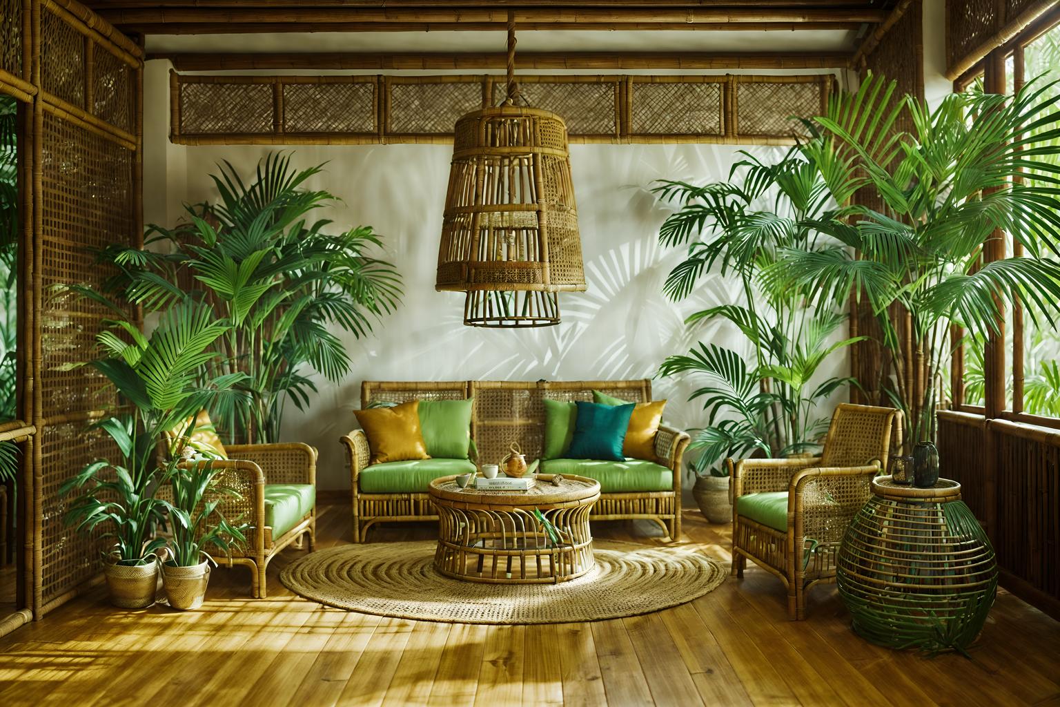 tropical-style (clothing store interior) . with cane motifs and wicker and palm leaves and palm trees and rattan and bamboo and lattice prints and teak. . cinematic photo, highly detailed, cinematic lighting, ultra-detailed, ultrarealistic, photorealism, 8k. tropical interior design style. masterpiece, cinematic light, ultrarealistic+, photorealistic+, 8k, raw photo, realistic, sharp focus on eyes, (symmetrical eyes), (intact eyes), hyperrealistic, highest quality, best quality, , highly detailed, masterpiece, best quality, extremely detailed 8k wallpaper, masterpiece, best quality, ultra-detailed, best shadow, detailed background, detailed face, detailed eyes, high contrast, best illumination, detailed face, dulux, caustic, dynamic angle, detailed glow. dramatic lighting. highly detailed, insanely detailed hair, symmetrical, intricate details, professionally retouched, 8k high definition. strong bokeh. award winning photo.