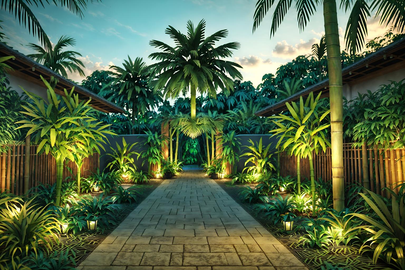 tropical-style designed (outdoor garden ) with garden plants and grass and garden tree and garden plants. . with wicker and lattice prints and palm leaves and bamboo and palm trees and rattan and teak and cane motifs. . cinematic photo, highly detailed, cinematic lighting, ultra-detailed, ultrarealistic, photorealism, 8k. tropical design style. masterpiece, cinematic light, ultrarealistic+, photorealistic+, 8k, raw photo, realistic, sharp focus on eyes, (symmetrical eyes), (intact eyes), hyperrealistic, highest quality, best quality, , highly detailed, masterpiece, best quality, extremely detailed 8k wallpaper, masterpiece, best quality, ultra-detailed, best shadow, detailed background, detailed face, detailed eyes, high contrast, best illumination, detailed face, dulux, caustic, dynamic angle, detailed glow. dramatic lighting. highly detailed, insanely detailed hair, symmetrical, intricate details, professionally retouched, 8k high definition. strong bokeh. award winning photo.