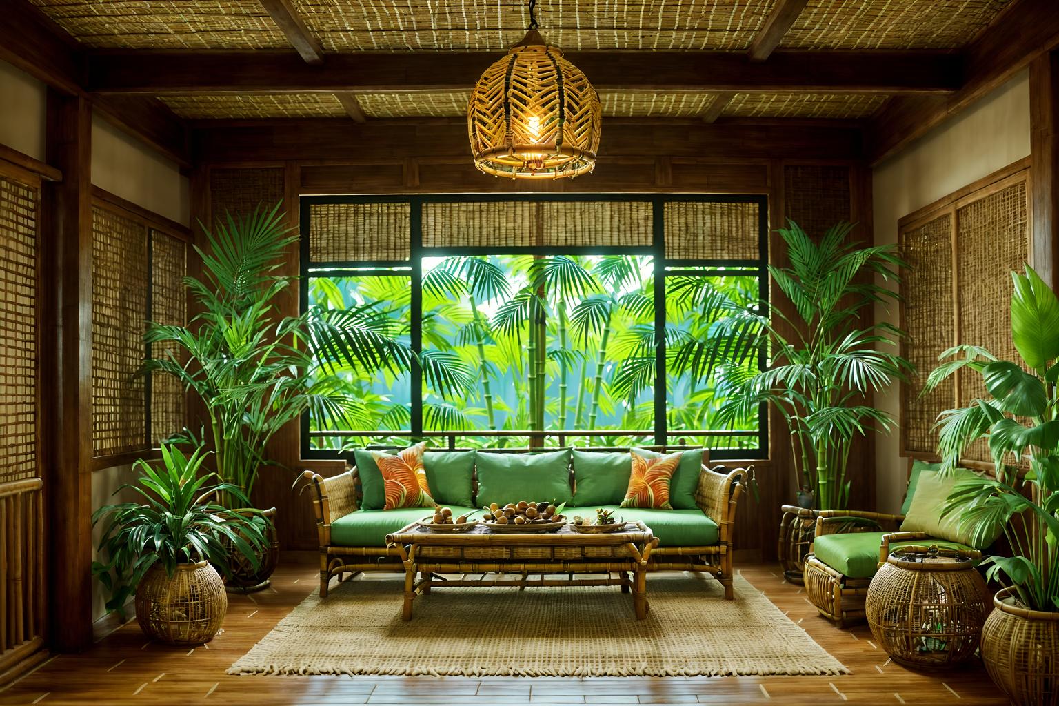 tropical-style (gaming room interior) . with bamboo and teak and wicker and palm leaves and lattice prints and rattan and palm trees and cane motifs. . cinematic photo, highly detailed, cinematic lighting, ultra-detailed, ultrarealistic, photorealism, 8k. tropical interior design style. masterpiece, cinematic light, ultrarealistic+, photorealistic+, 8k, raw photo, realistic, sharp focus on eyes, (symmetrical eyes), (intact eyes), hyperrealistic, highest quality, best quality, , highly detailed, masterpiece, best quality, extremely detailed 8k wallpaper, masterpiece, best quality, ultra-detailed, best shadow, detailed background, detailed face, detailed eyes, high contrast, best illumination, detailed face, dulux, caustic, dynamic angle, detailed glow. dramatic lighting. highly detailed, insanely detailed hair, symmetrical, intricate details, professionally retouched, 8k high definition. strong bokeh. award winning photo.