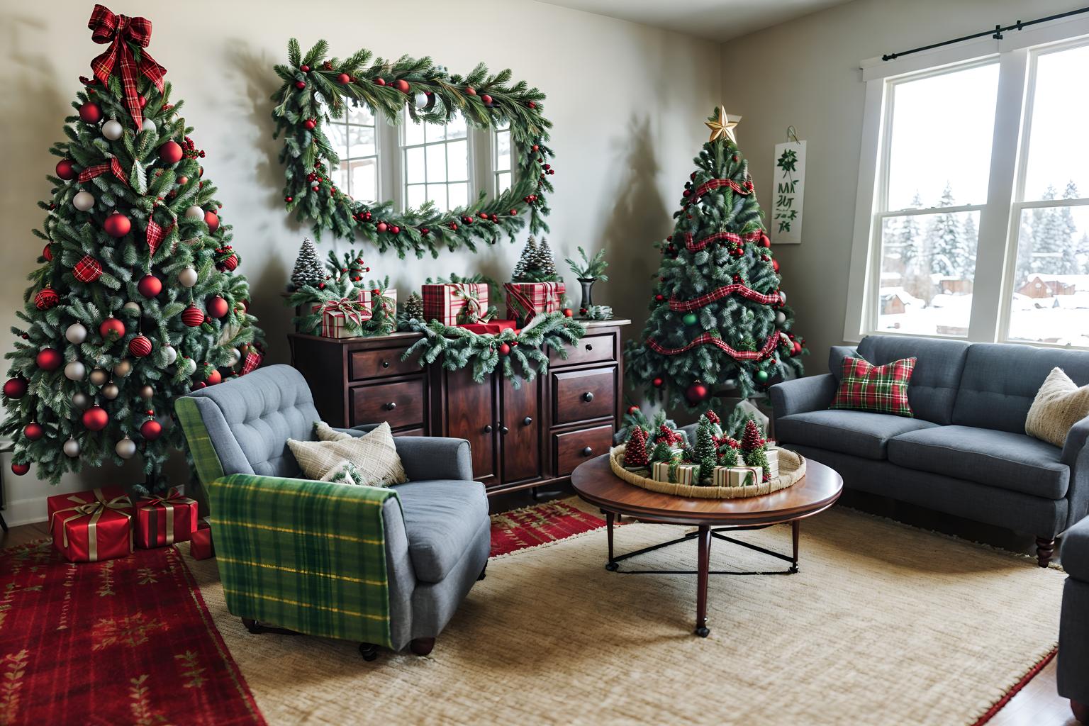 christmas-style (office interior) with lounge chairs and seating area with sofa and computer desks and windows and plants and office desks and cabinets and office chairs. . with christmas ornaments and ribbons and a few big socks hanging and plaid rugs and tie pinecones and berries and snow outside and giftwrapped gifts and berries and greenery draped. . cinematic photo, highly detailed, cinematic lighting, ultra-detailed, ultrarealistic, photorealism, 8k. christmas interior design style. masterpiece, cinematic light, ultrarealistic+, photorealistic+, 8k, raw photo, realistic, sharp focus on eyes, (symmetrical eyes), (intact eyes), hyperrealistic, highest quality, best quality, , highly detailed, masterpiece, best quality, extremely detailed 8k wallpaper, masterpiece, best quality, ultra-detailed, best shadow, detailed background, detailed face, detailed eyes, high contrast, best illumination, detailed face, dulux, caustic, dynamic angle, detailed glow. dramatic lighting. highly detailed, insanely detailed hair, symmetrical, intricate details, professionally retouched, 8k high definition. strong bokeh. award winning photo.