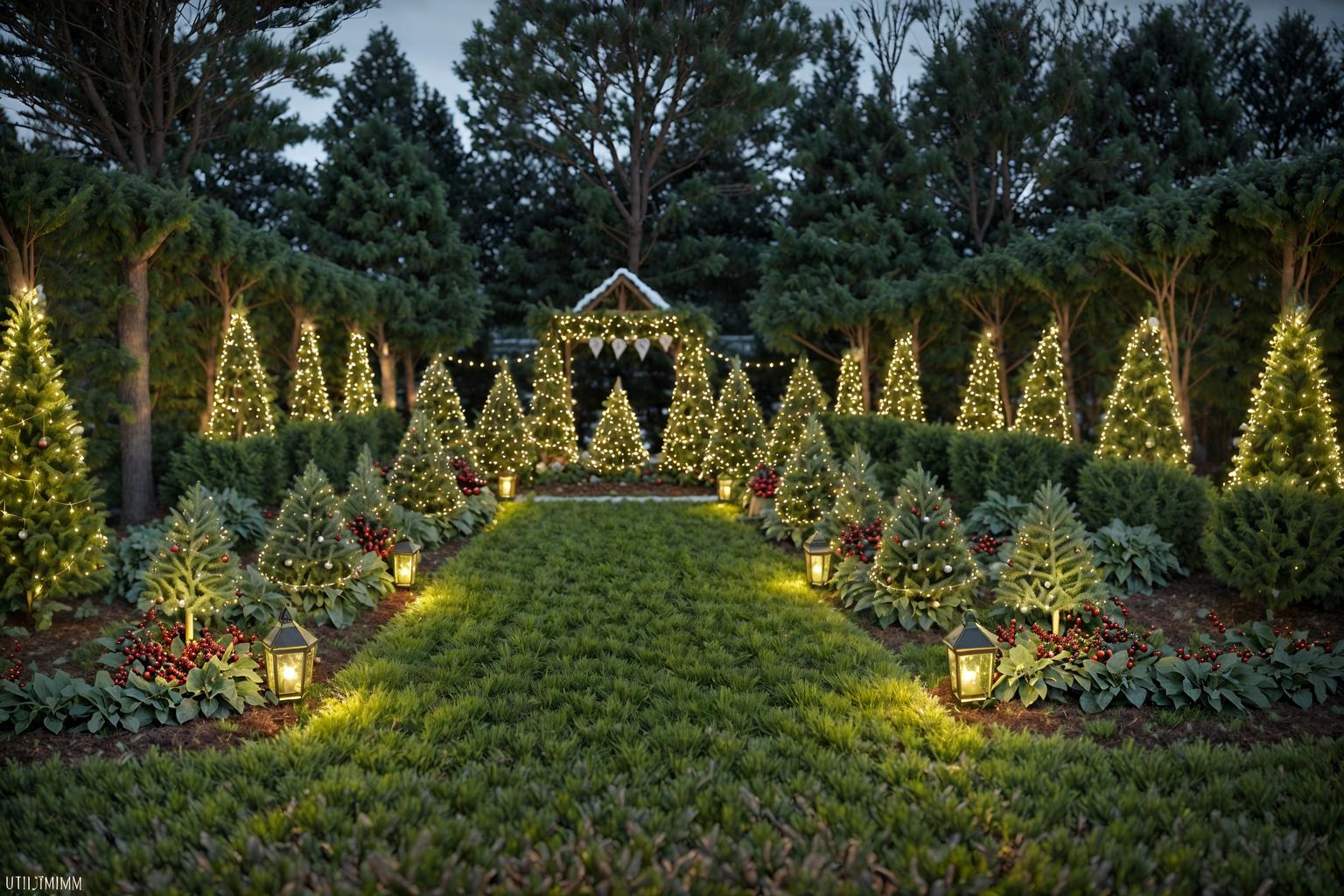 christmas-style designed (outdoor garden ) with garden plants and grass and garden tree and garden plants. . with berries and greenery draped and plaid rugs and snow outside and christmas ornaments and ribbons and giftwrapped gifts and tie pinecones and berries and a few big socks hanging. . cinematic photo, highly detailed, cinematic lighting, ultra-detailed, ultrarealistic, photorealism, 8k. christmas design style. masterpiece, cinematic light, ultrarealistic+, photorealistic+, 8k, raw photo, realistic, sharp focus on eyes, (symmetrical eyes), (intact eyes), hyperrealistic, highest quality, best quality, , highly detailed, masterpiece, best quality, extremely detailed 8k wallpaper, masterpiece, best quality, ultra-detailed, best shadow, detailed background, detailed face, detailed eyes, high contrast, best illumination, detailed face, dulux, caustic, dynamic angle, detailed glow. dramatic lighting. highly detailed, insanely detailed hair, symmetrical, intricate details, professionally retouched, 8k high definition. strong bokeh. award winning photo.