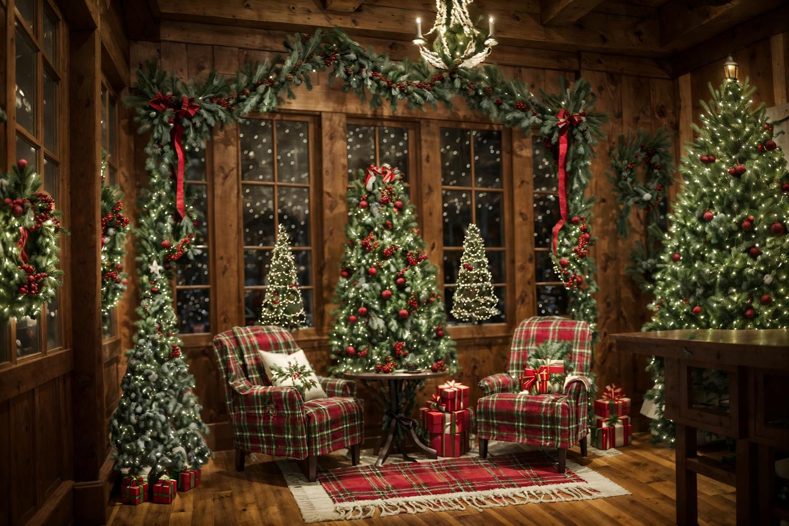 christmas-style (coffee shop interior) . with plaid rugs and snow outside and ribbons and tie pinecones and berries and a few big socks hanging and giftwrapped gifts and berries and greenery draped and christmas ornaments. . cinematic photo, highly detailed, cinematic lighting, ultra-detailed, ultrarealistic, photorealism, 8k. christmas interior design style. masterpiece, cinematic light, ultrarealistic+, photorealistic+, 8k, raw photo, realistic, sharp focus on eyes, (symmetrical eyes), (intact eyes), hyperrealistic, highest quality, best quality, , highly detailed, masterpiece, best quality, extremely detailed 8k wallpaper, masterpiece, best quality, ultra-detailed, best shadow, detailed background, detailed face, detailed eyes, high contrast, best illumination, detailed face, dulux, caustic, dynamic angle, detailed glow. dramatic lighting. highly detailed, insanely detailed hair, symmetrical, intricate details, professionally retouched, 8k high definition. strong bokeh. award winning photo.