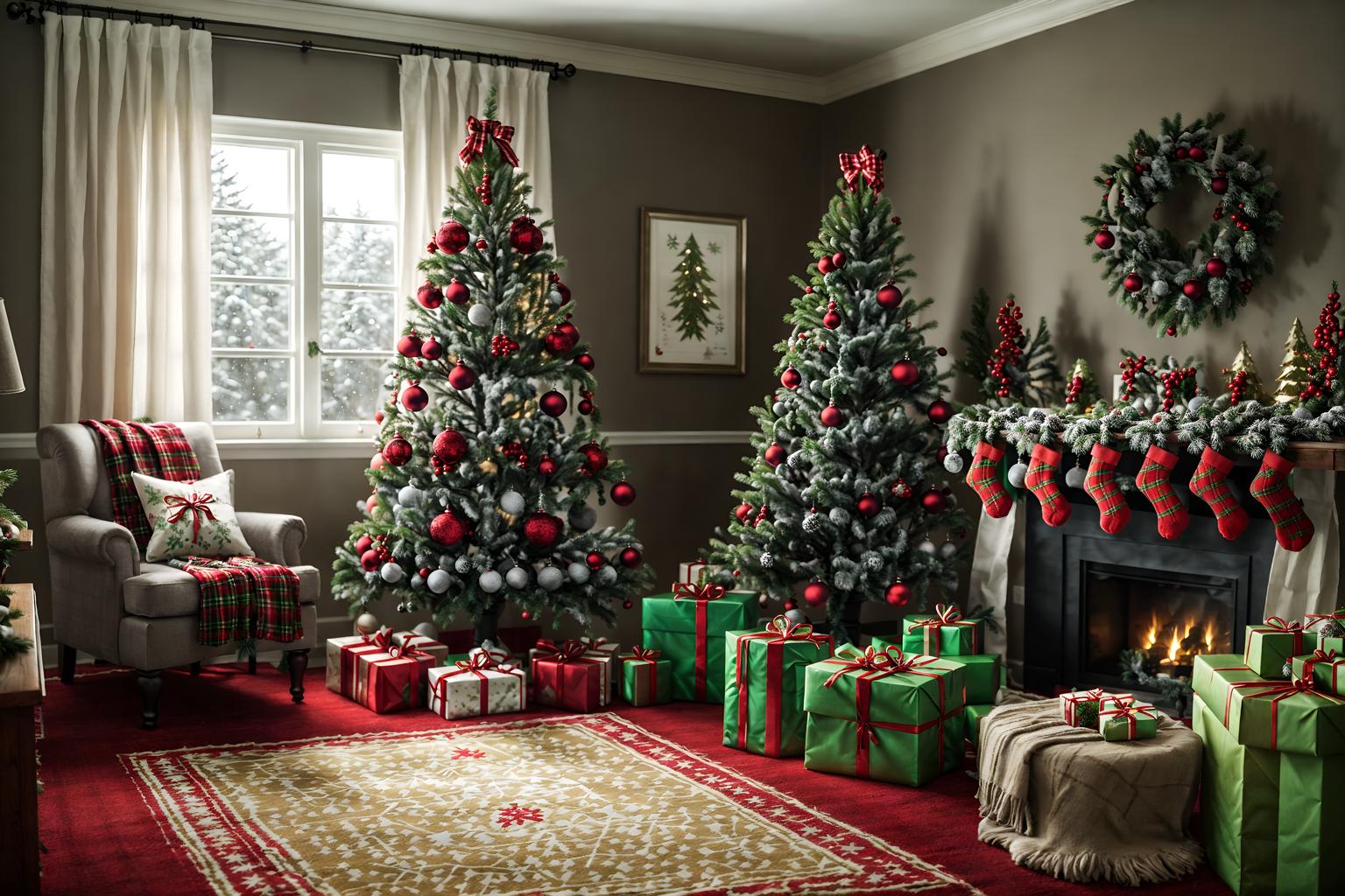 christmas-style (gaming room interior) . with snow outside and plaid rugs and giftwrapped gifts and ribbons and a few big socks hanging and tie pinecones and berries and berries and greenery draped and christmas ornaments. . cinematic photo, highly detailed, cinematic lighting, ultra-detailed, ultrarealistic, photorealism, 8k. christmas interior design style. masterpiece, cinematic light, ultrarealistic+, photorealistic+, 8k, raw photo, realistic, sharp focus on eyes, (symmetrical eyes), (intact eyes), hyperrealistic, highest quality, best quality, , highly detailed, masterpiece, best quality, extremely detailed 8k wallpaper, masterpiece, best quality, ultra-detailed, best shadow, detailed background, detailed face, detailed eyes, high contrast, best illumination, detailed face, dulux, caustic, dynamic angle, detailed glow. dramatic lighting. highly detailed, insanely detailed hair, symmetrical, intricate details, professionally retouched, 8k high definition. strong bokeh. award winning photo.