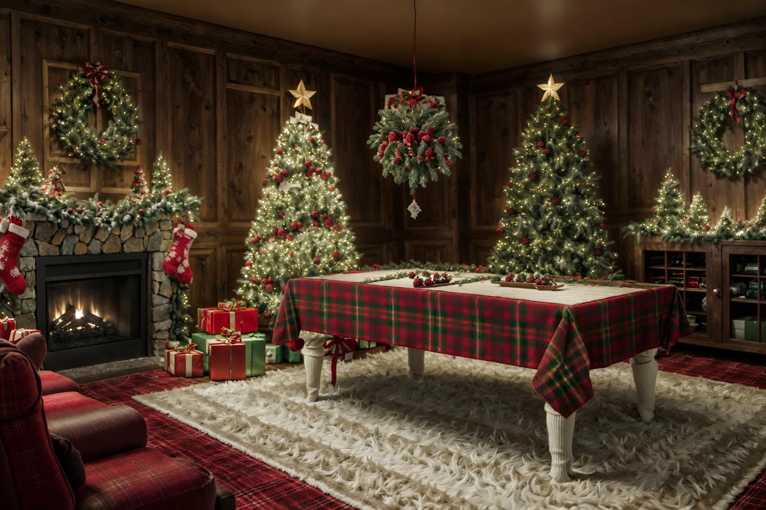 christmas-style (gaming room interior) . with snow outside and plaid rugs and giftwrapped gifts and ribbons and a few big socks hanging and tie pinecones and berries and berries and greenery draped and christmas ornaments. . cinematic photo, highly detailed, cinematic lighting, ultra-detailed, ultrarealistic, photorealism, 8k. christmas interior design style. masterpiece, cinematic light, ultrarealistic+, photorealistic+, 8k, raw photo, realistic, sharp focus on eyes, (symmetrical eyes), (intact eyes), hyperrealistic, highest quality, best quality, , highly detailed, masterpiece, best quality, extremely detailed 8k wallpaper, masterpiece, best quality, ultra-detailed, best shadow, detailed background, detailed face, detailed eyes, high contrast, best illumination, detailed face, dulux, caustic, dynamic angle, detailed glow. dramatic lighting. highly detailed, insanely detailed hair, symmetrical, intricate details, professionally retouched, 8k high definition. strong bokeh. award winning photo.