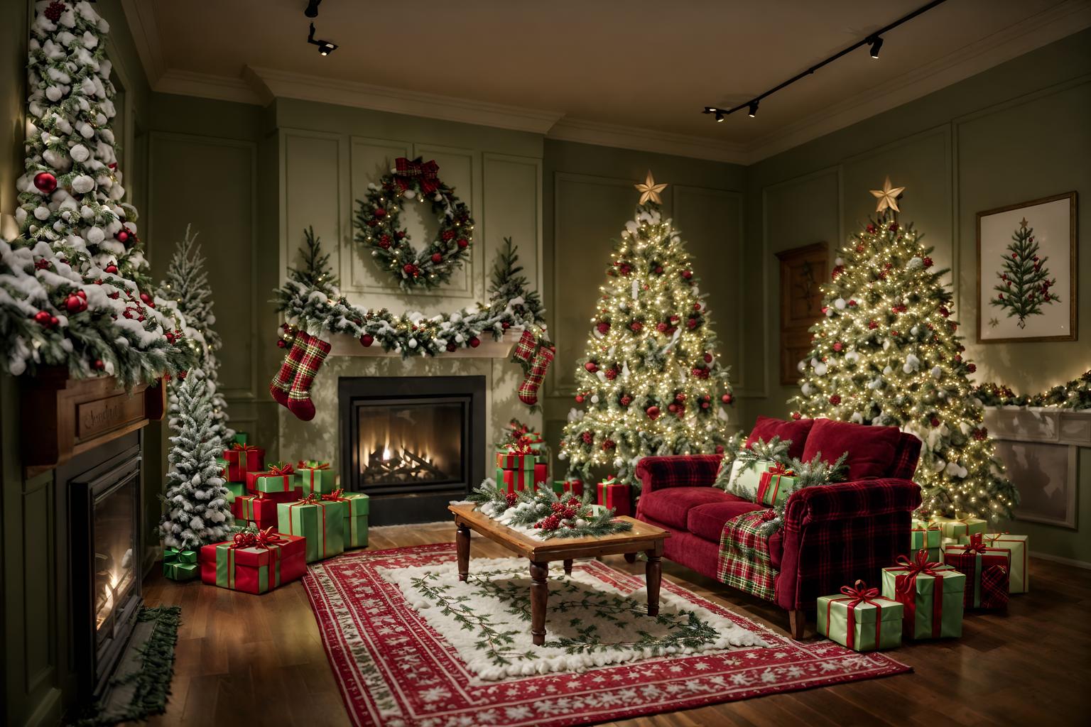 christmas-style (clothing store interior) . with giftwrapped gifts and christmas ornaments and plaid rugs and tie pinecones and berries and ribbons and berries and greenery draped and snow outside and a few big socks hanging. . cinematic photo, highly detailed, cinematic lighting, ultra-detailed, ultrarealistic, photorealism, 8k. christmas interior design style. masterpiece, cinematic light, ultrarealistic+, photorealistic+, 8k, raw photo, realistic, sharp focus on eyes, (symmetrical eyes), (intact eyes), hyperrealistic, highest quality, best quality, , highly detailed, masterpiece, best quality, extremely detailed 8k wallpaper, masterpiece, best quality, ultra-detailed, best shadow, detailed background, detailed face, detailed eyes, high contrast, best illumination, detailed face, dulux, caustic, dynamic angle, detailed glow. dramatic lighting. highly detailed, insanely detailed hair, symmetrical, intricate details, professionally retouched, 8k high definition. strong bokeh. award winning photo.