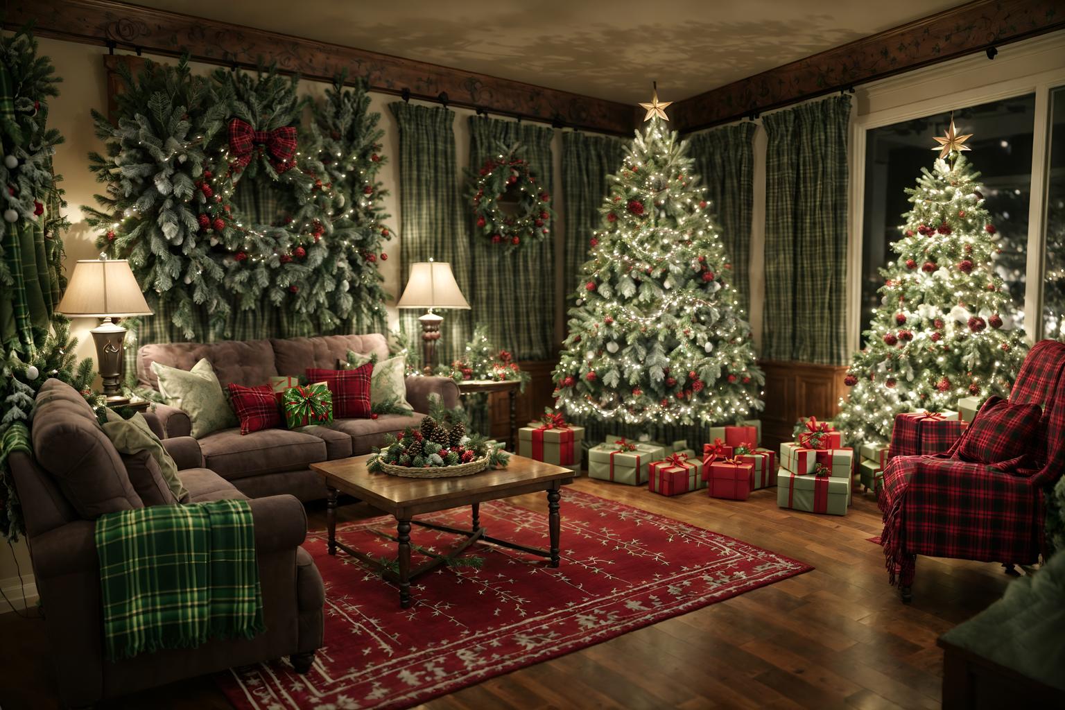 christmas-style (clothing store interior) . with giftwrapped gifts and christmas ornaments and plaid rugs and tie pinecones and berries and ribbons and berries and greenery draped and snow outside and a few big socks hanging. . cinematic photo, highly detailed, cinematic lighting, ultra-detailed, ultrarealistic, photorealism, 8k. christmas interior design style. masterpiece, cinematic light, ultrarealistic+, photorealistic+, 8k, raw photo, realistic, sharp focus on eyes, (symmetrical eyes), (intact eyes), hyperrealistic, highest quality, best quality, , highly detailed, masterpiece, best quality, extremely detailed 8k wallpaper, masterpiece, best quality, ultra-detailed, best shadow, detailed background, detailed face, detailed eyes, high contrast, best illumination, detailed face, dulux, caustic, dynamic angle, detailed glow. dramatic lighting. highly detailed, insanely detailed hair, symmetrical, intricate details, professionally retouched, 8k high definition. strong bokeh. award winning photo.